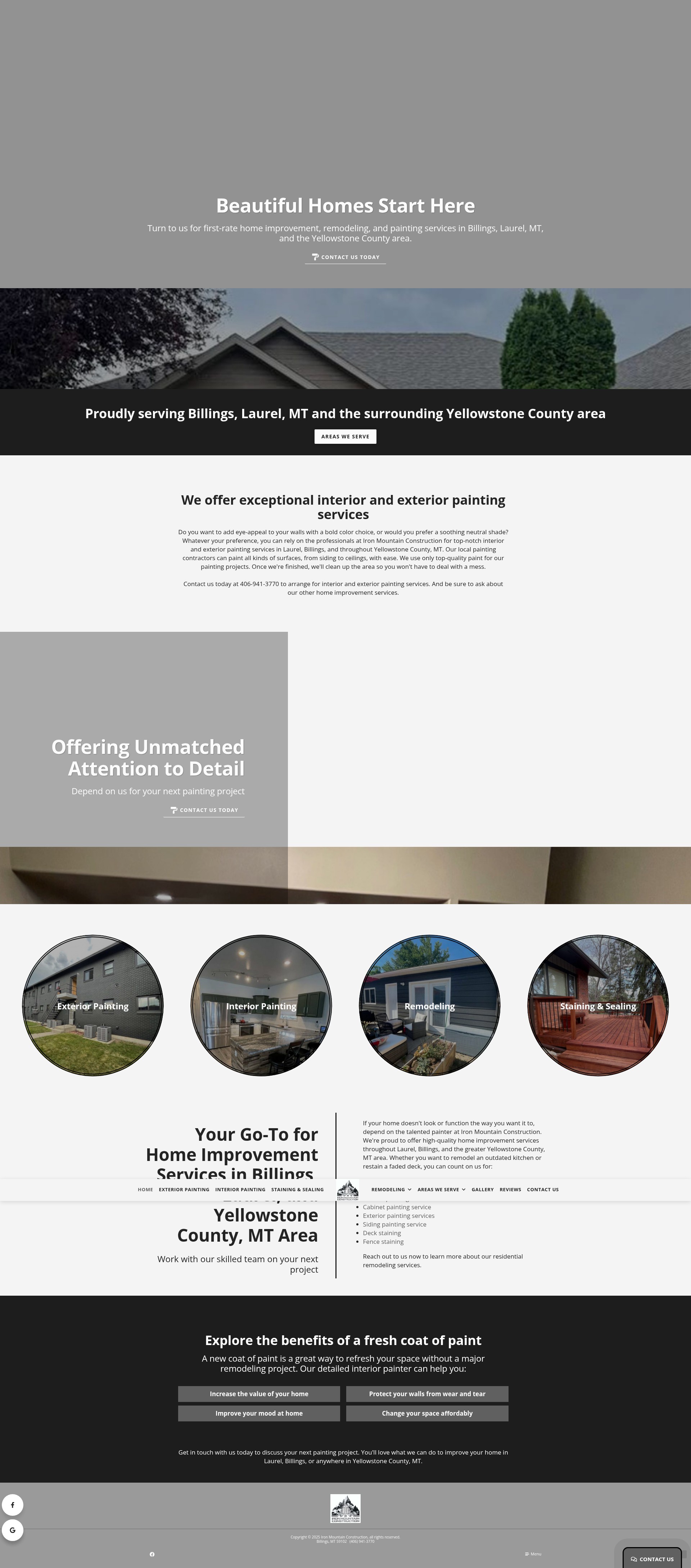 Screenshot of ironmountainconstructionmt.com