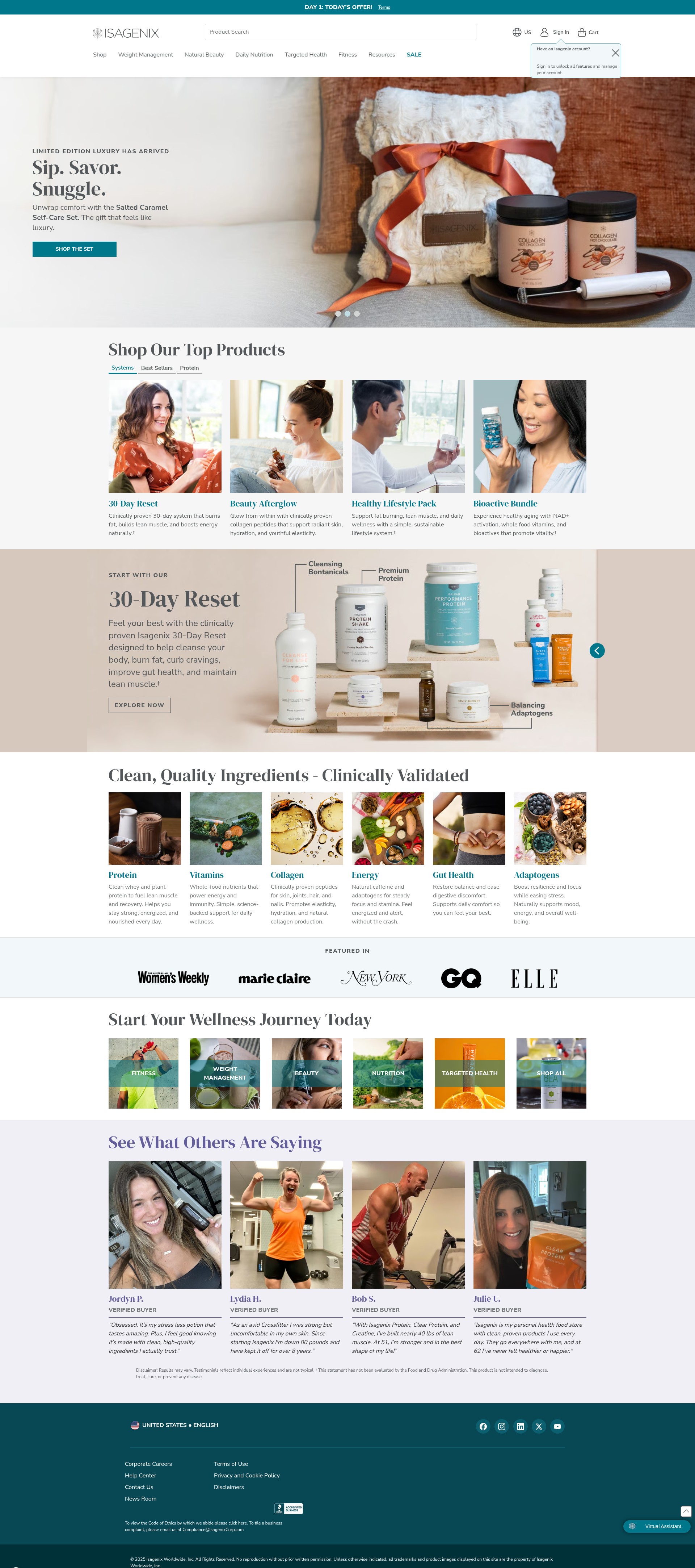 Screenshot of isagenix.com