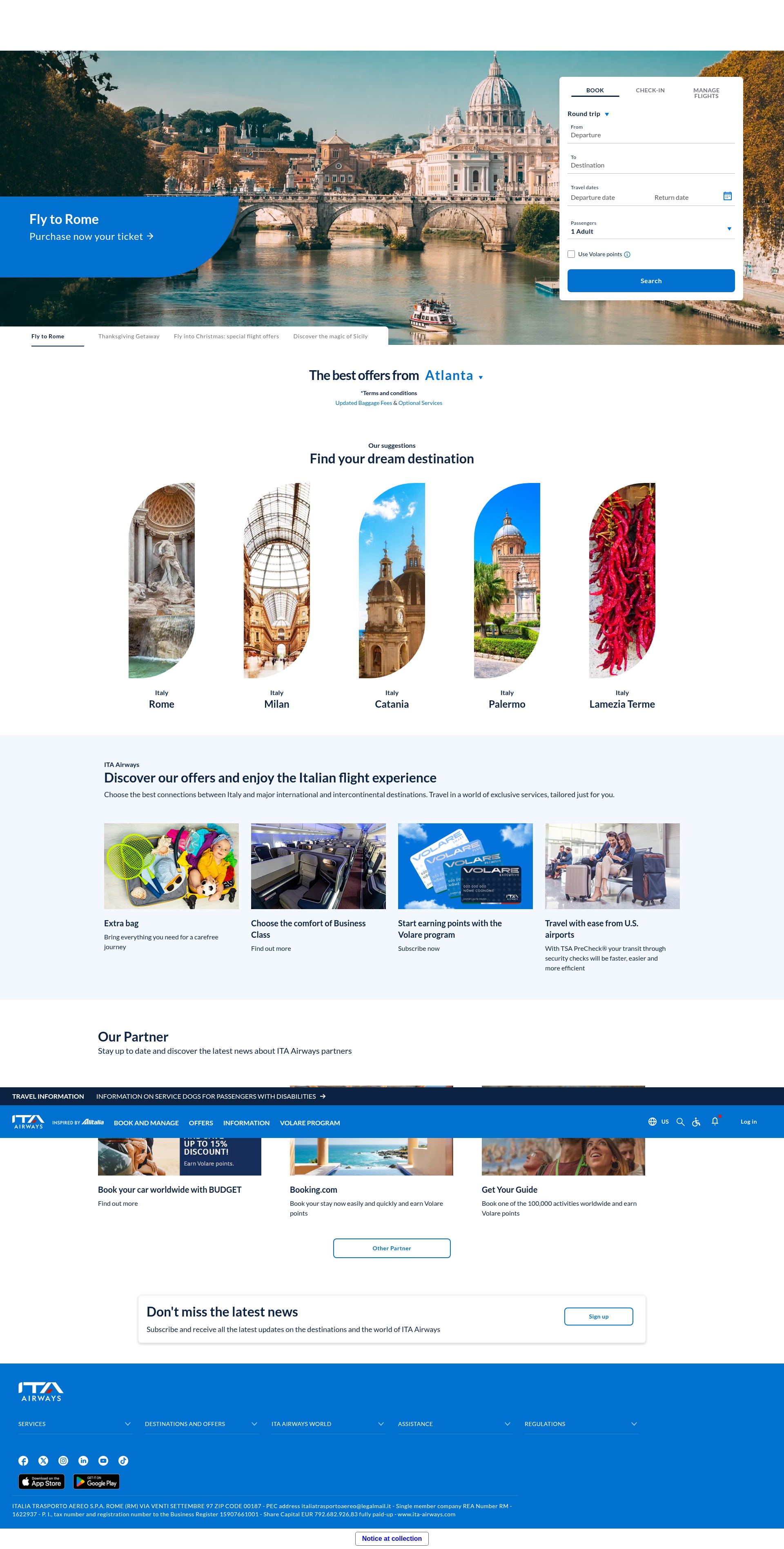 Screenshot of ita-airways.com
