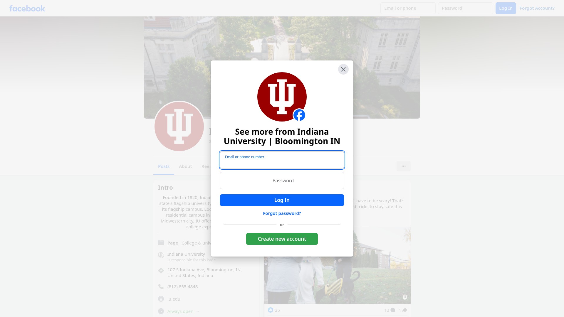 Screenshot of iu.edu