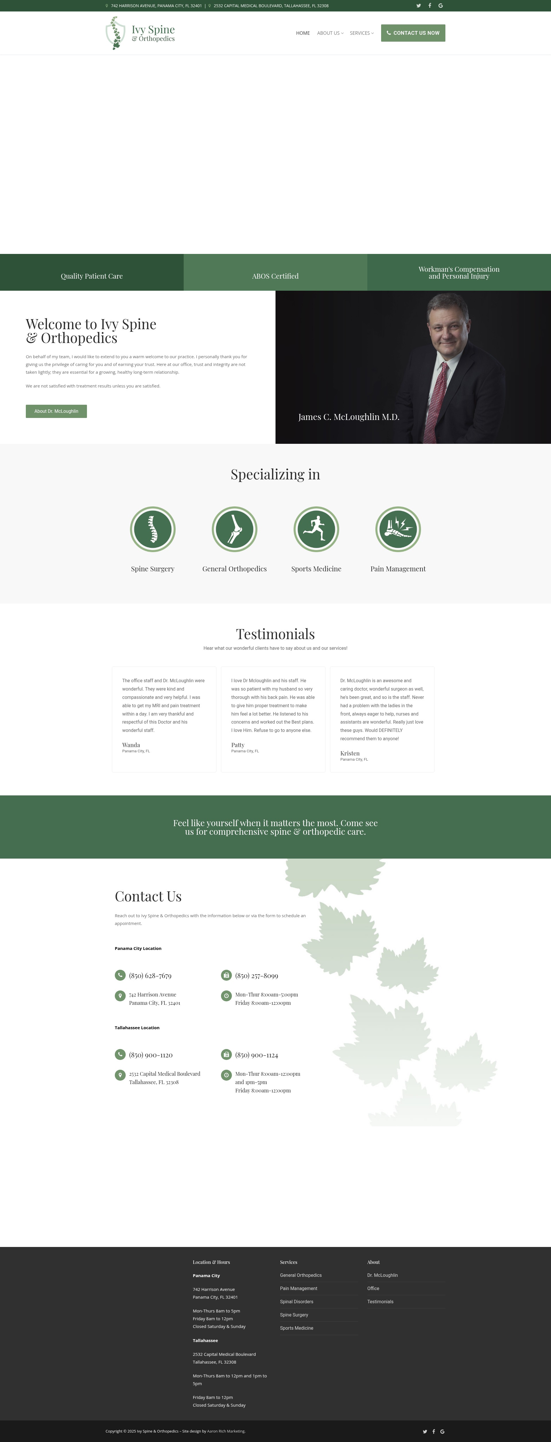 Screenshot of ivyspineandorthopedics.com