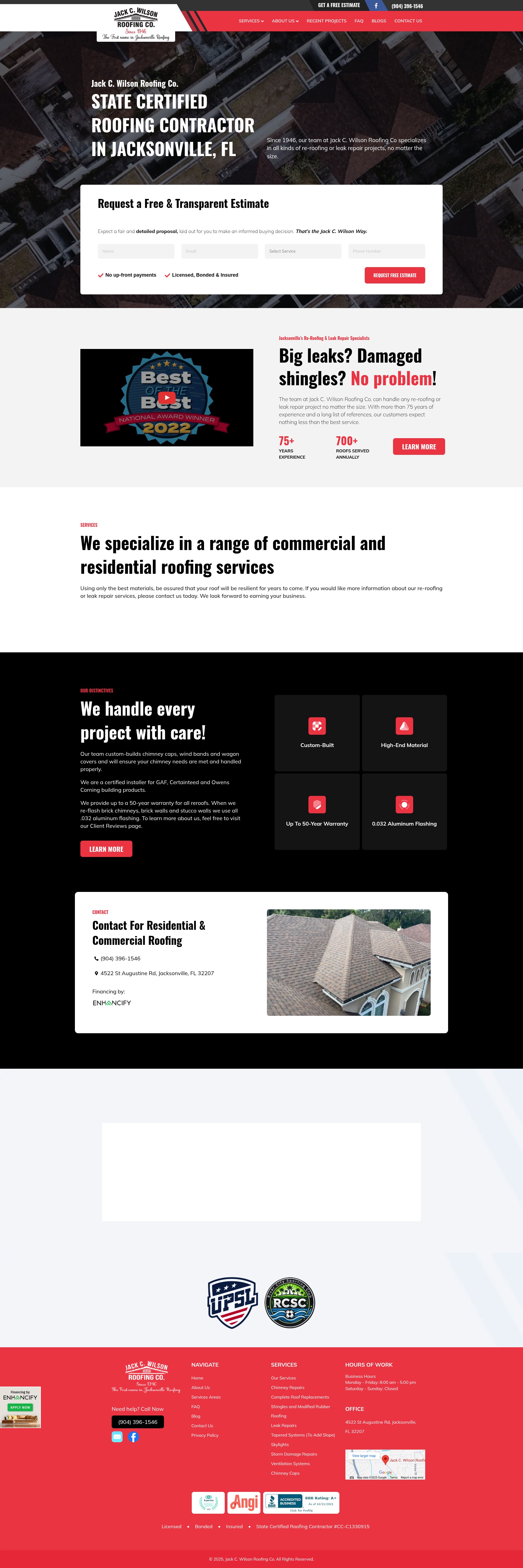 Screenshot of jackcwilsonroofing.com