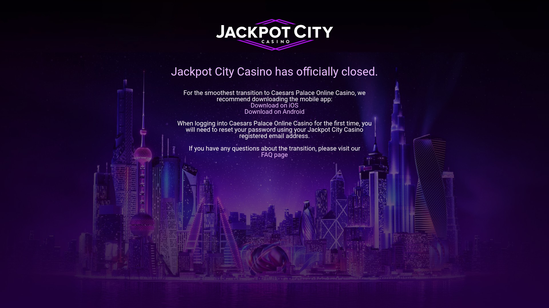 Screenshot of jackpotcitycasino.com