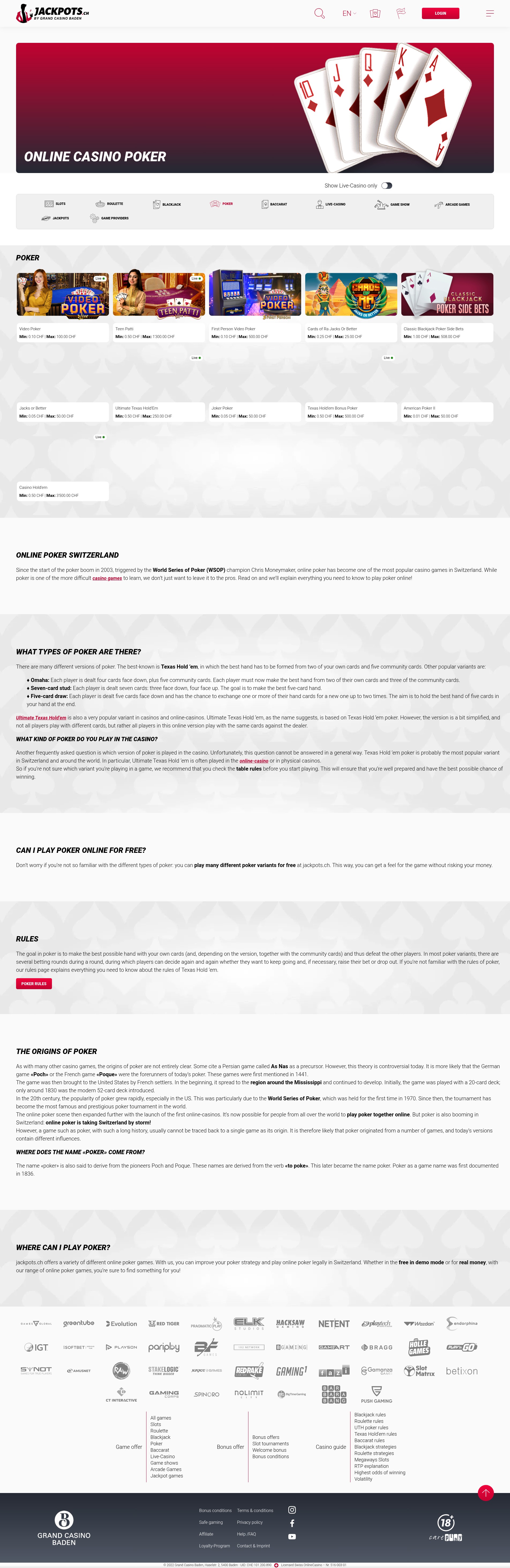 Screenshot of jackpots.ch