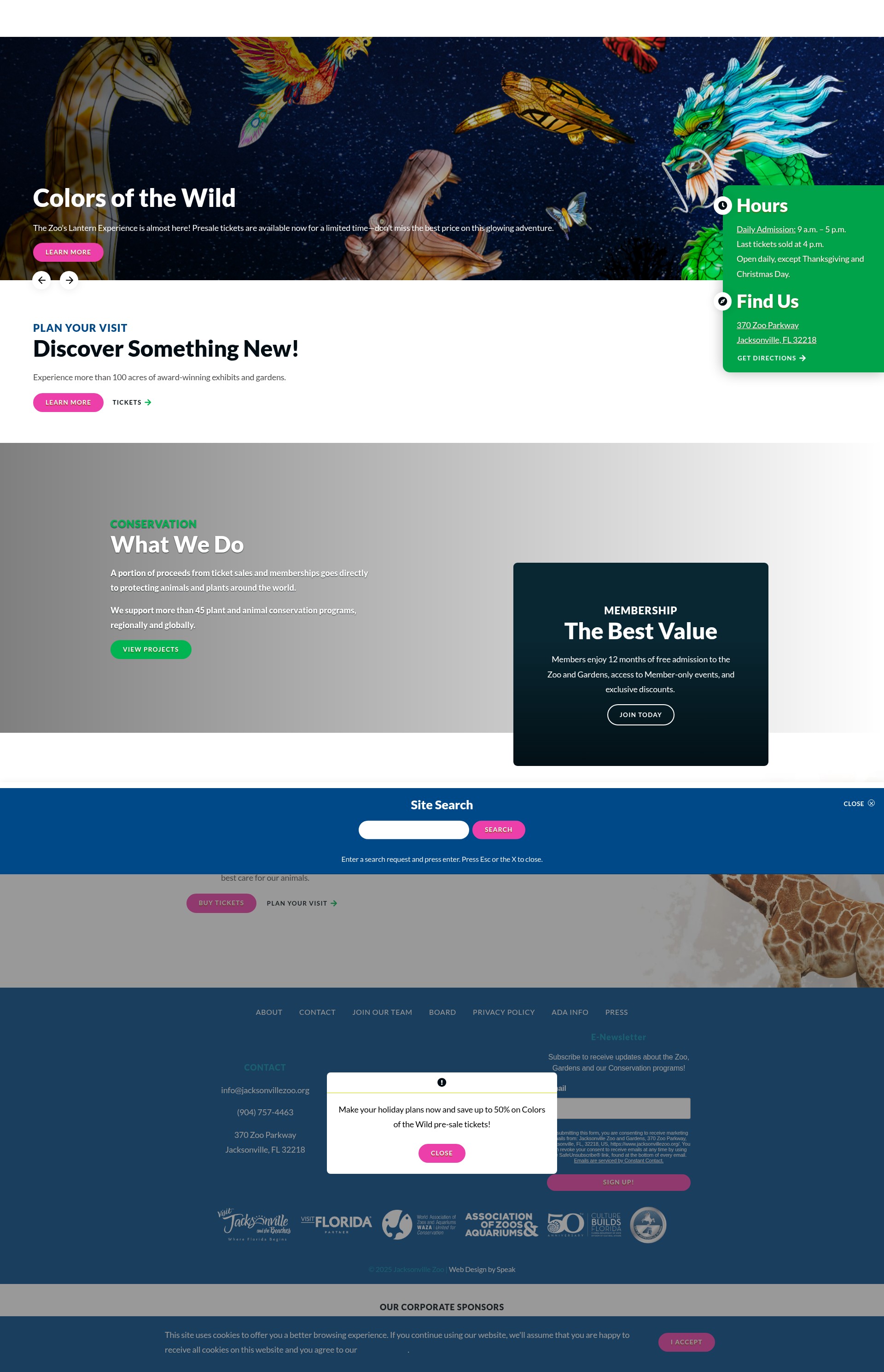 Screenshot of jacksonvillezoo.org