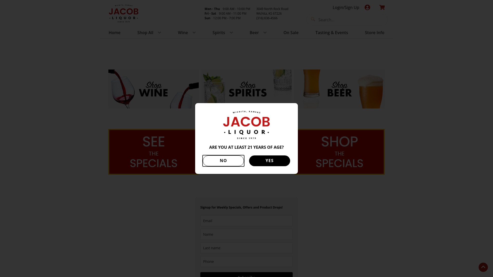 Screenshot of jacobliquor.com