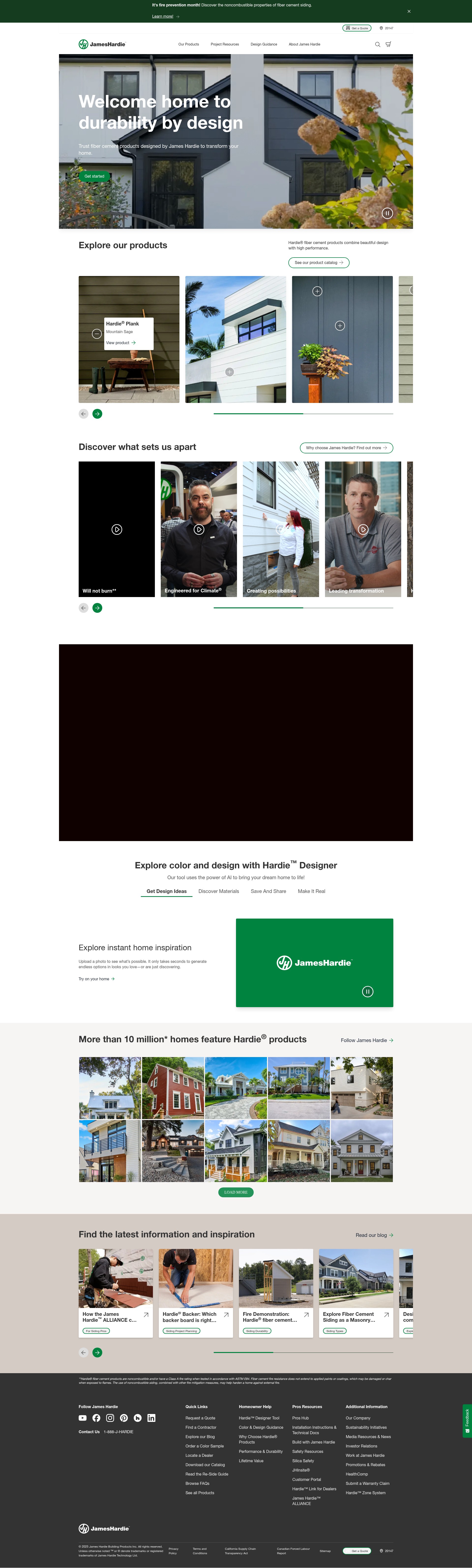 Screenshot of jameshardie.com