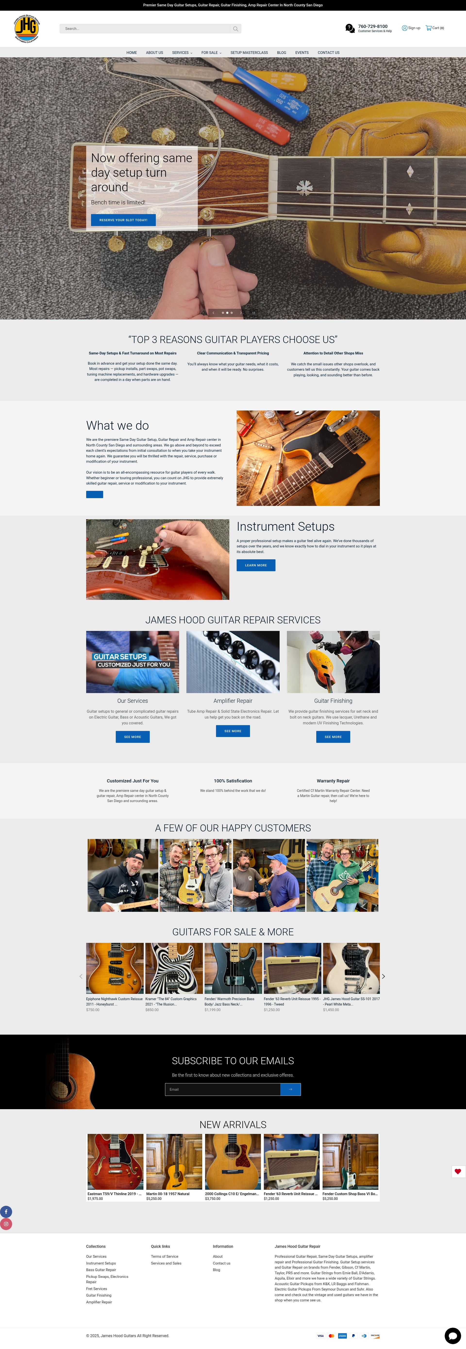 Screenshot of jameshoodguitar.com