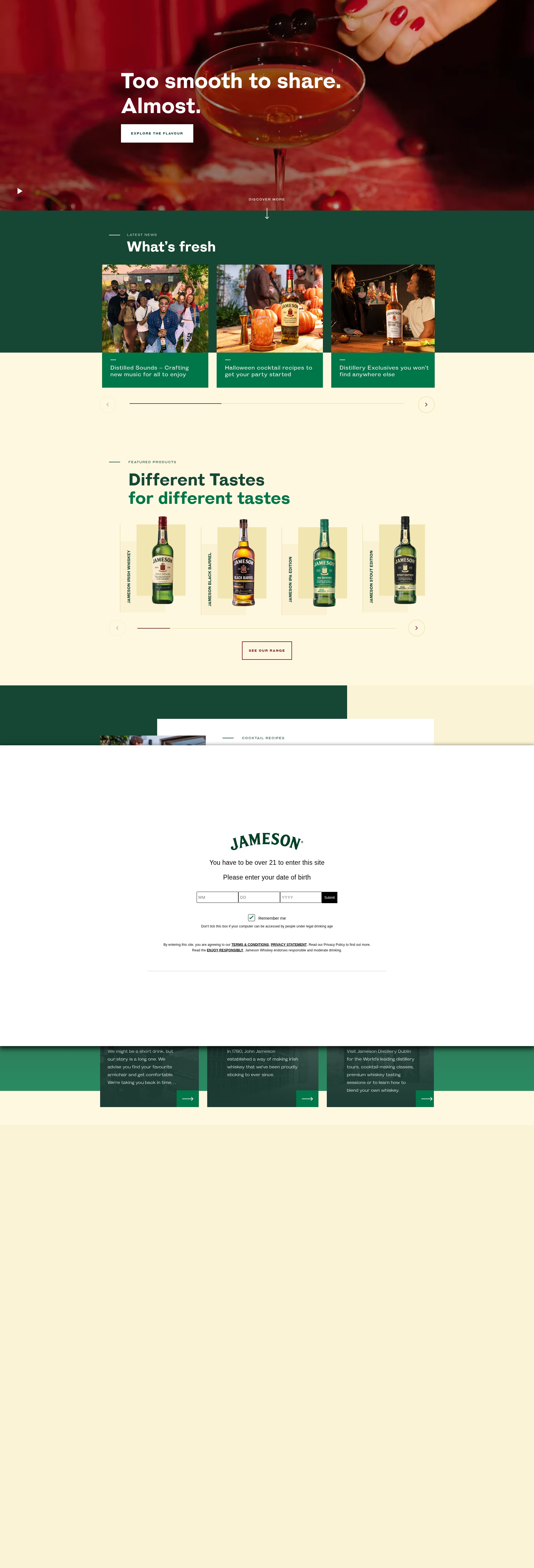 Screenshot of jamesonwhiskey.com