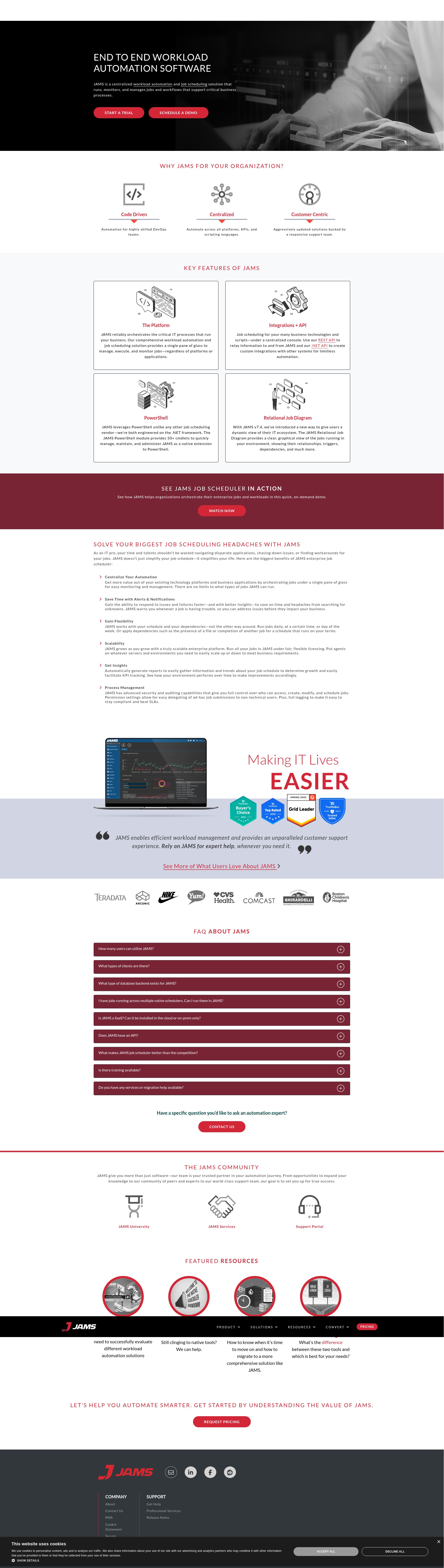 Screenshot of jamsscheduler.com