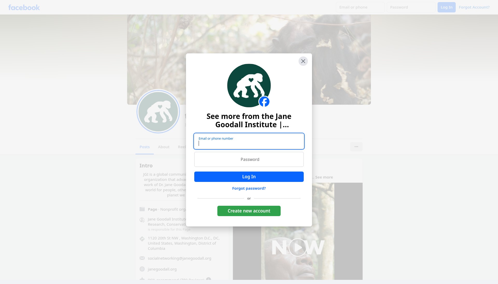 Screenshot of janegoodall.org