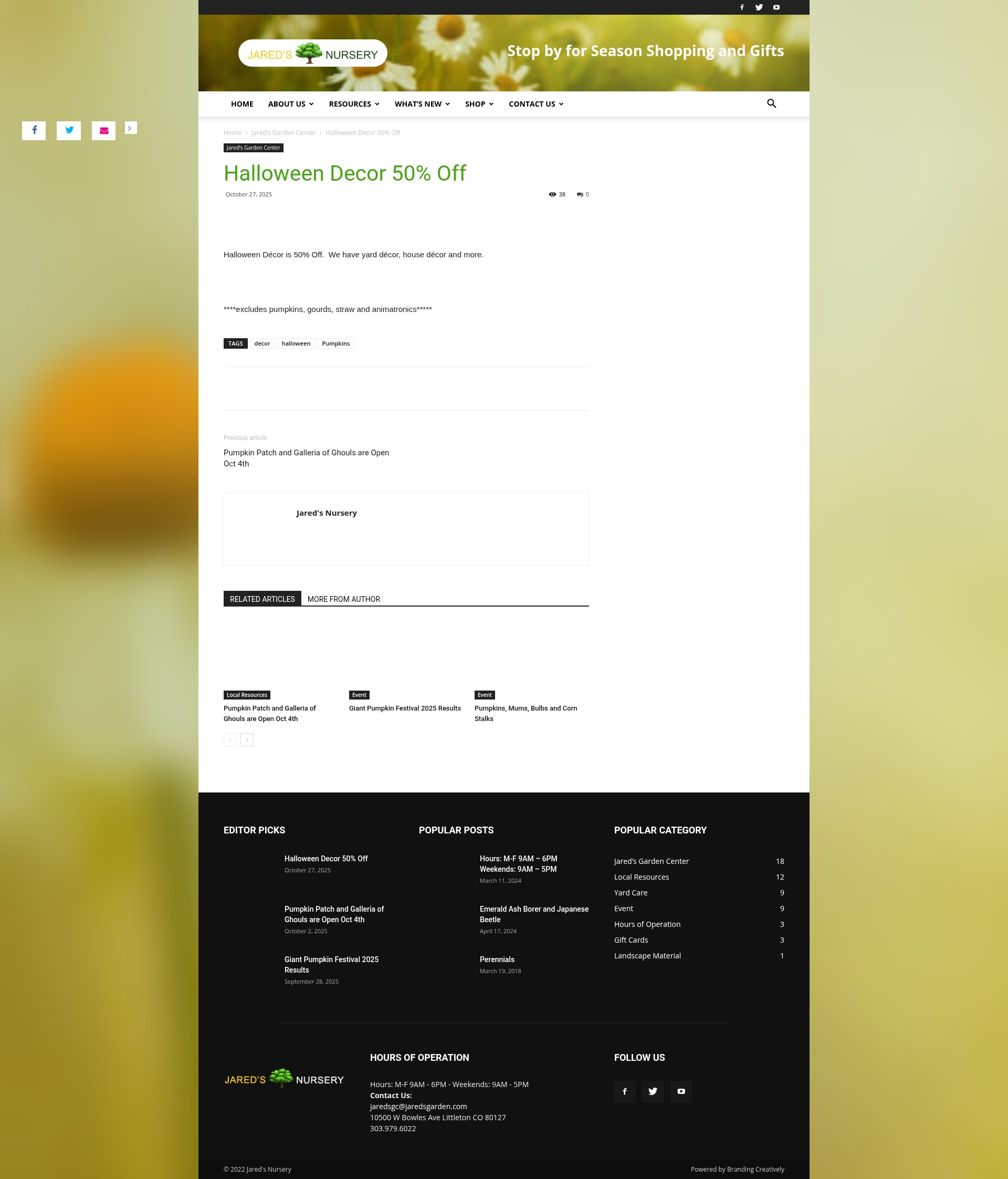 Screenshot of jaredsgarden.com
