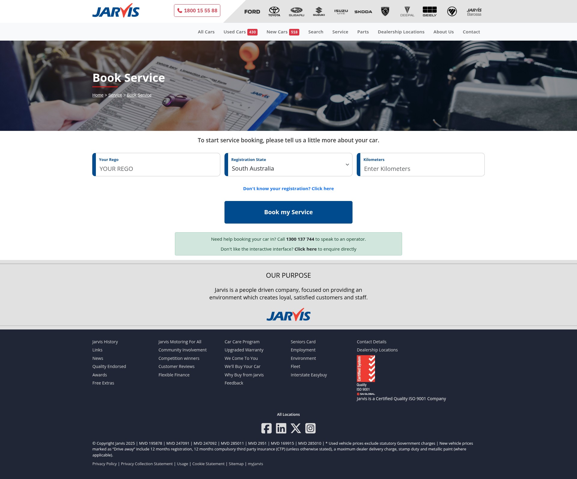 Screenshot of jarviscars.com.au