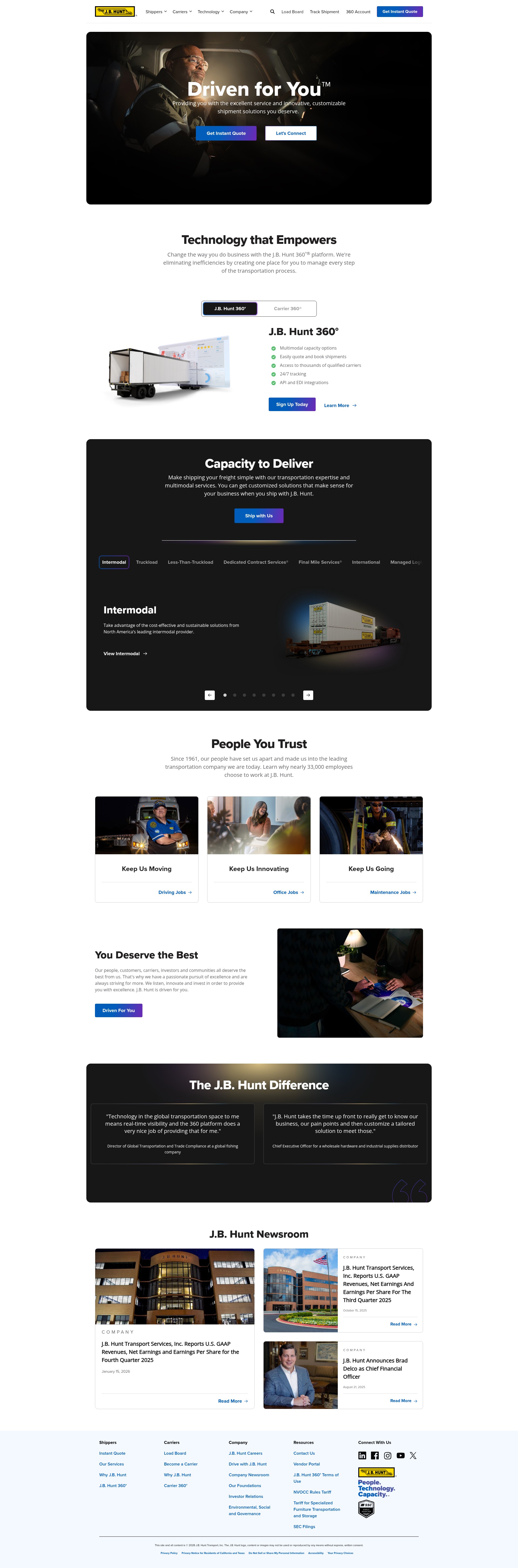 Screenshot of jbhunt.com