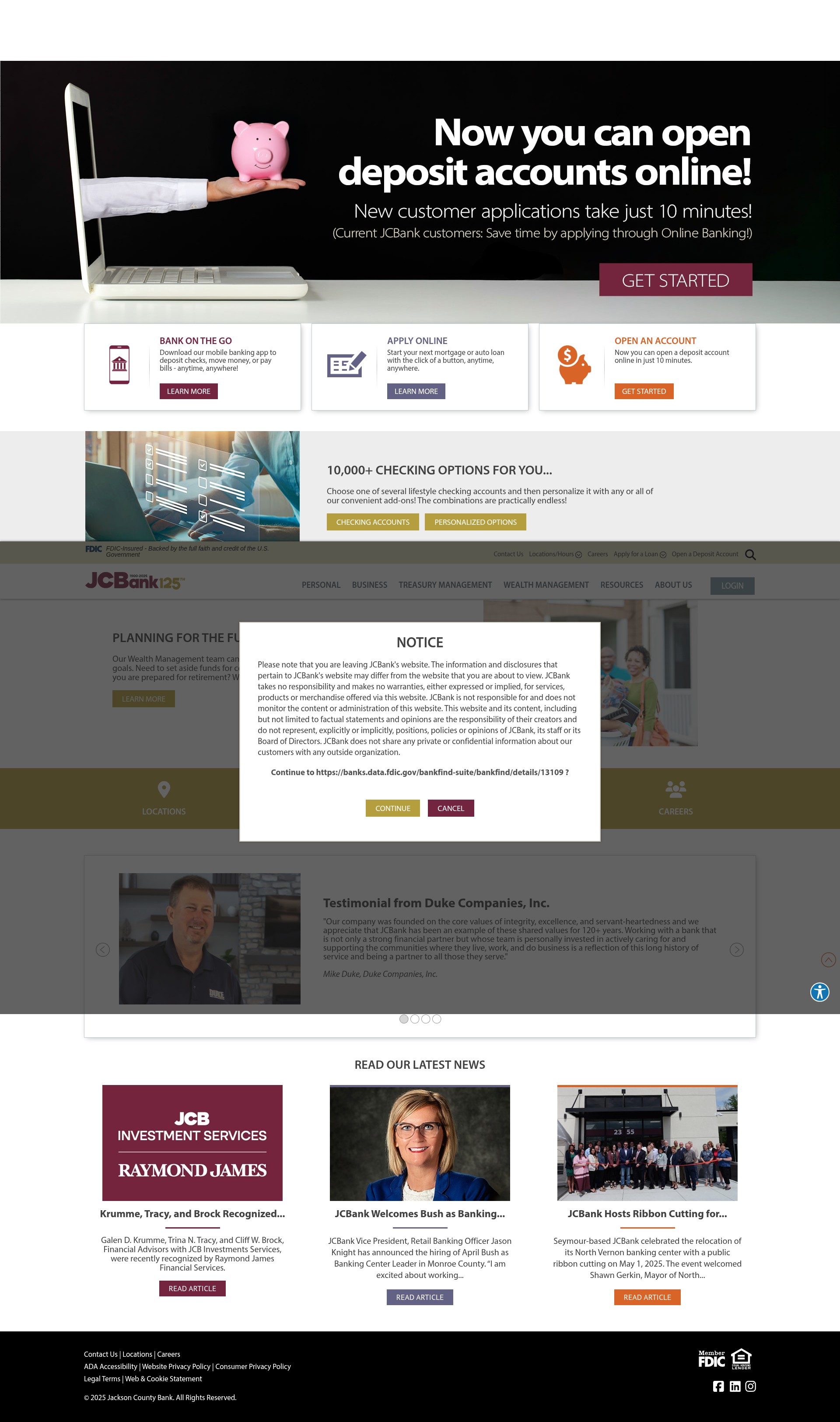 Screenshot of jcbank.com