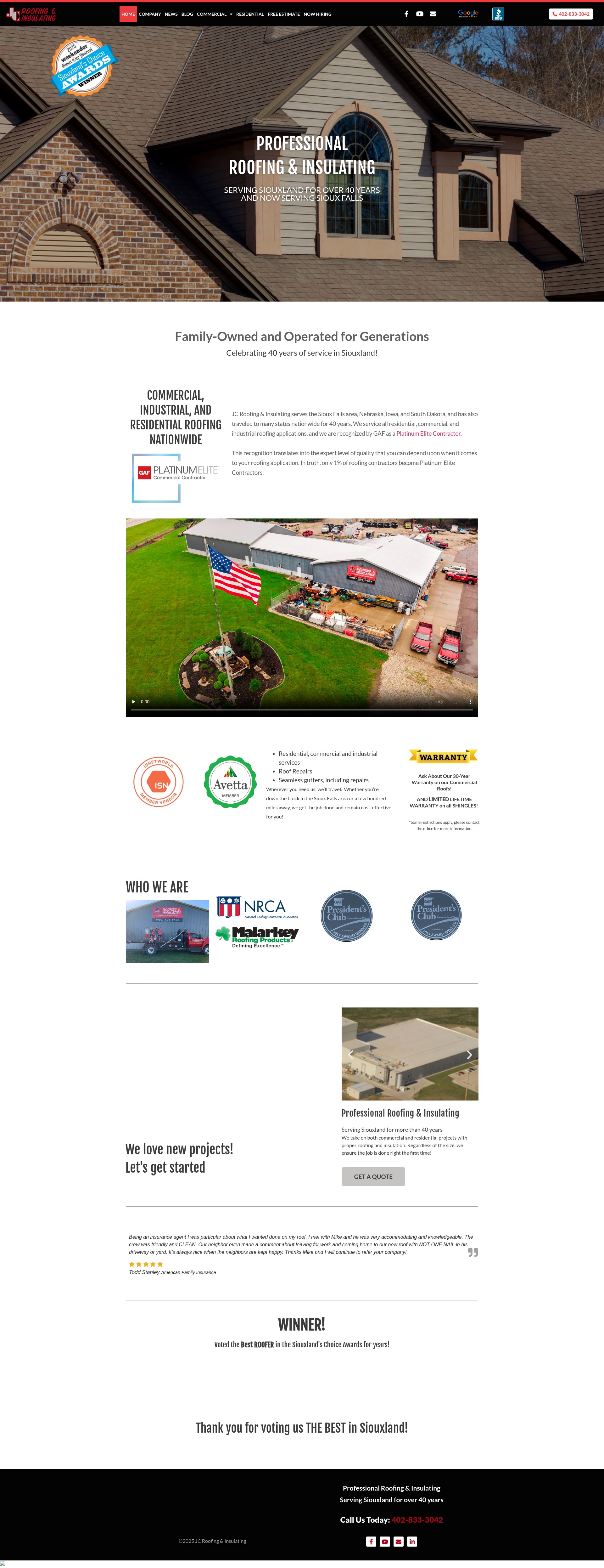 Screenshot of jcroofing.com