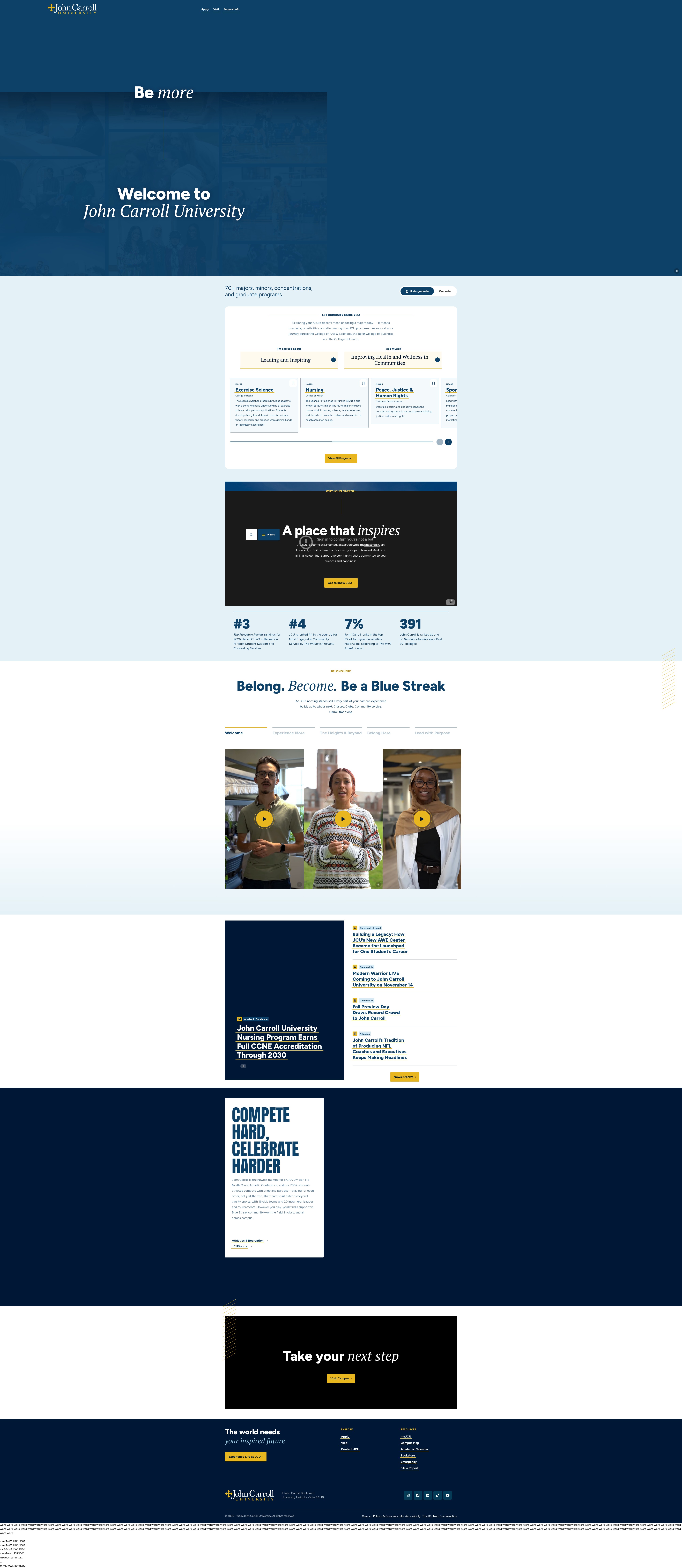 Screenshot of jcu.edu
