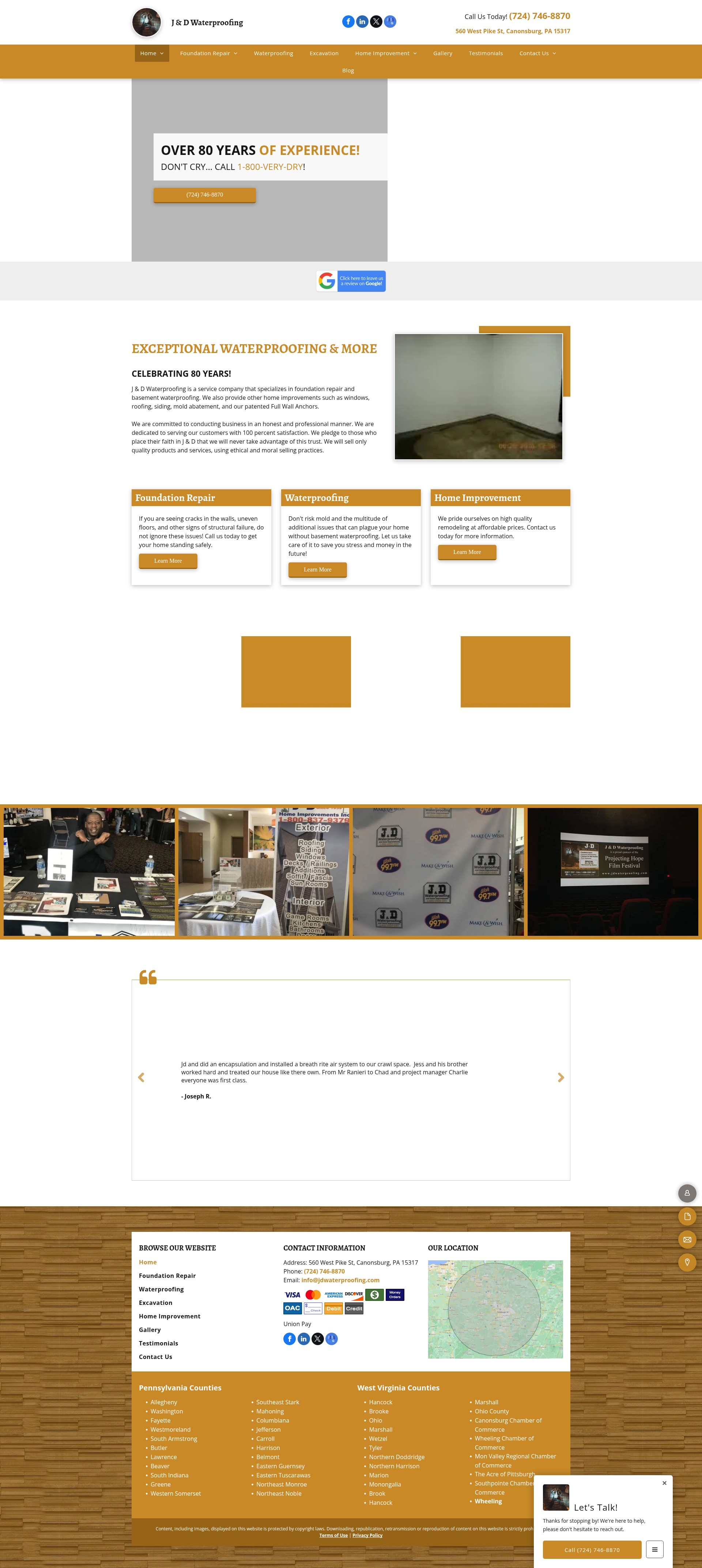 Screenshot of jdwaterproofing.com