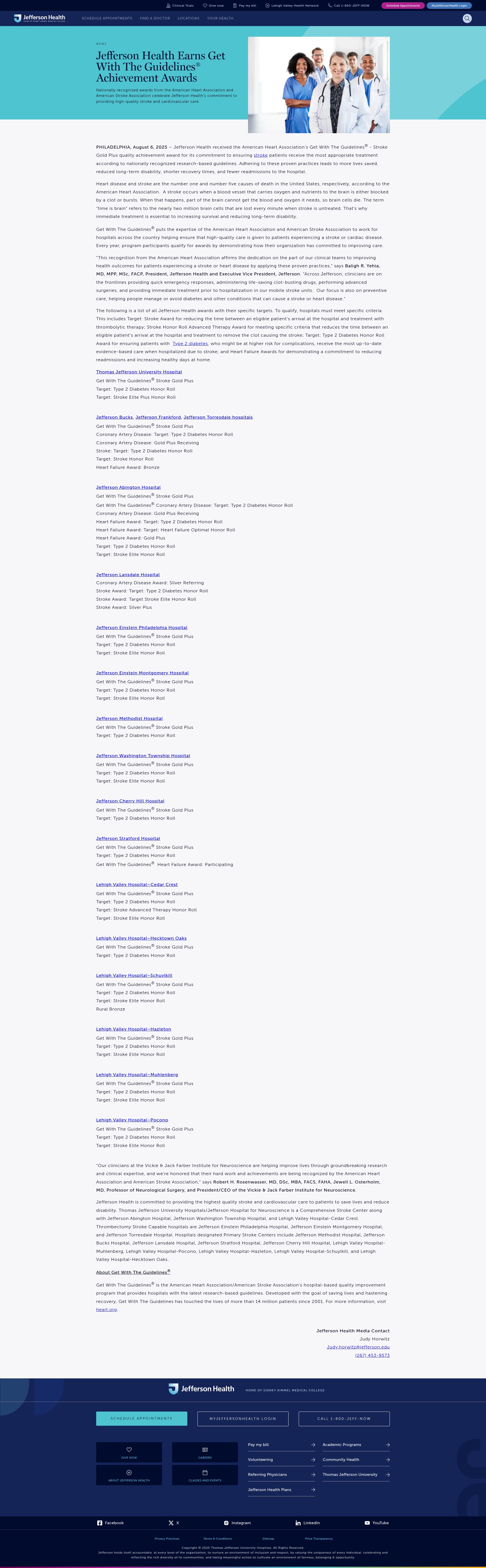 Screenshot of jeffersonhealth.org