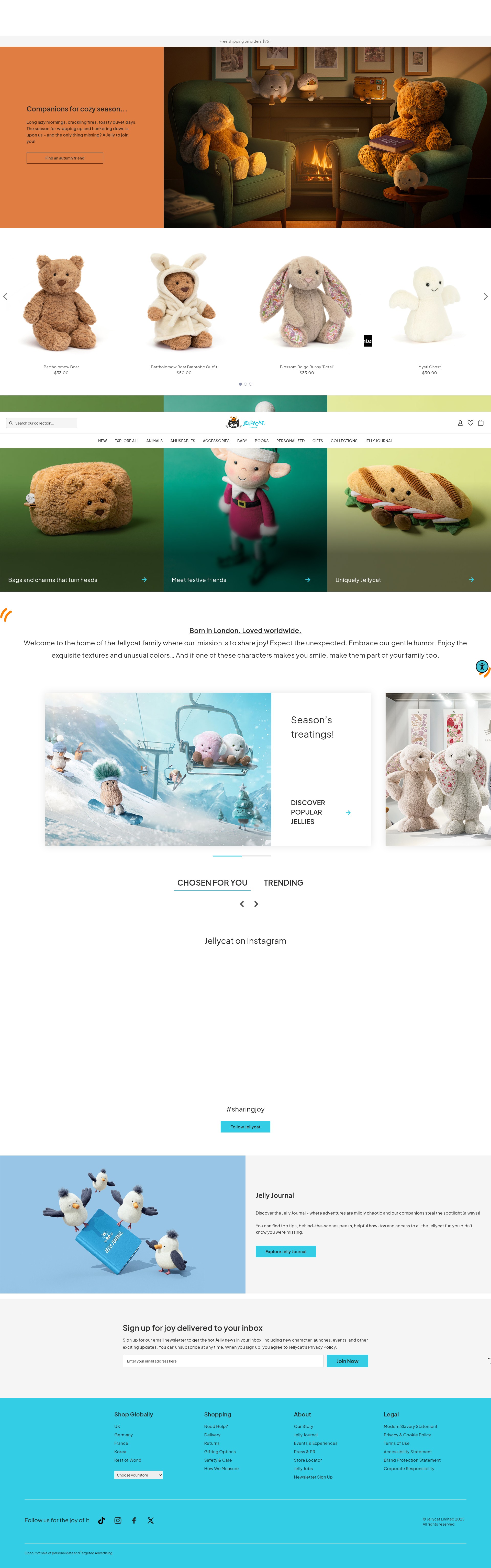 Screenshot of jellycat.com