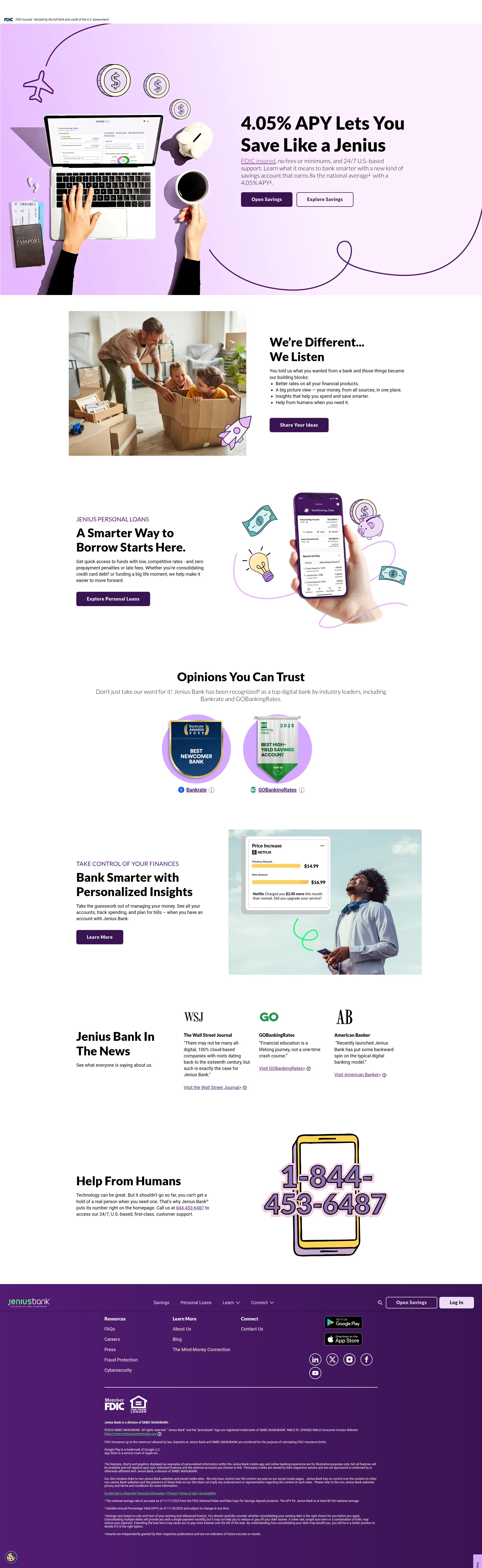 Screenshot of jeniusbank.com