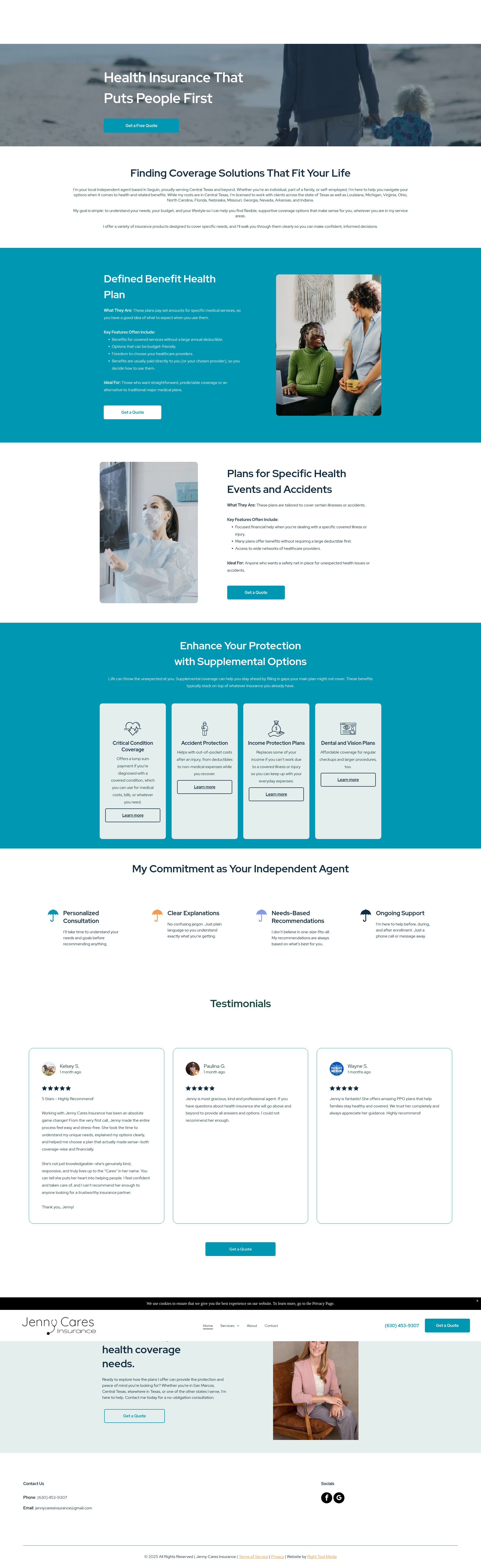 Screenshot of jennycaresinsurance.com