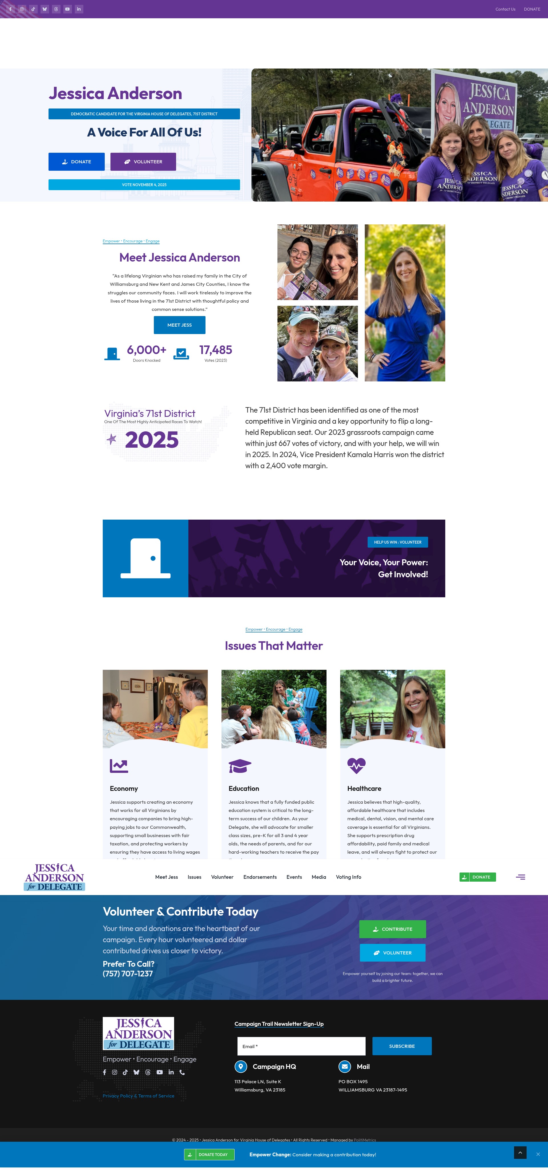 Screenshot of jessicaandersonforva.com