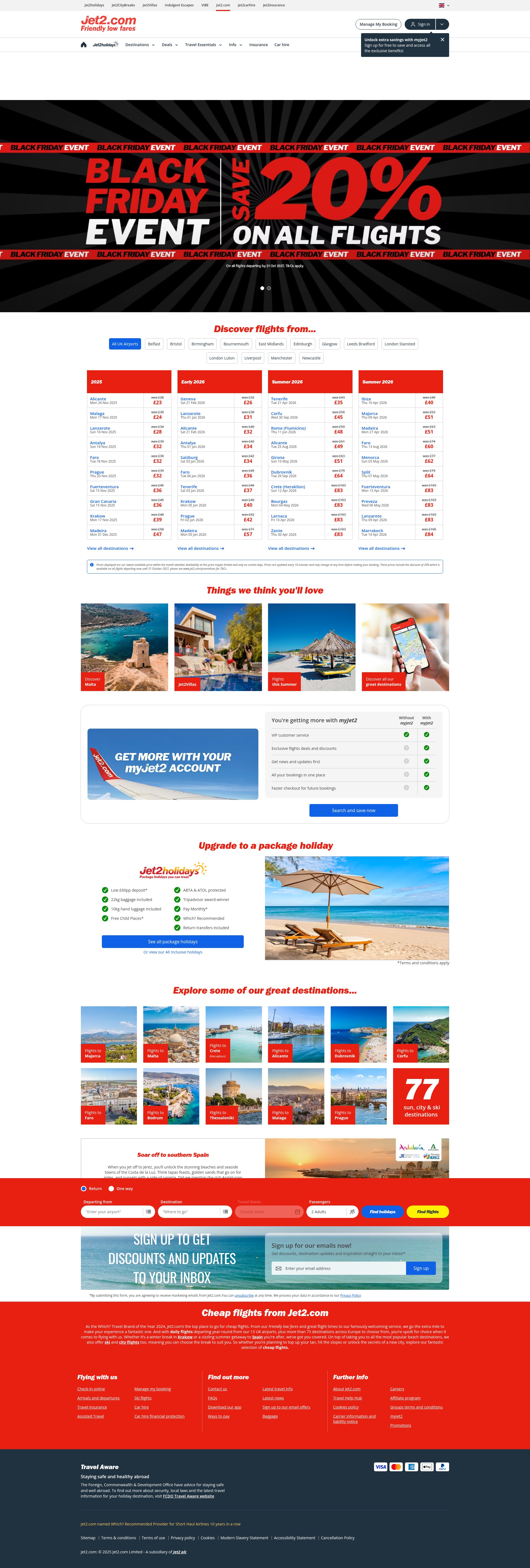 Screenshot of jet2.com