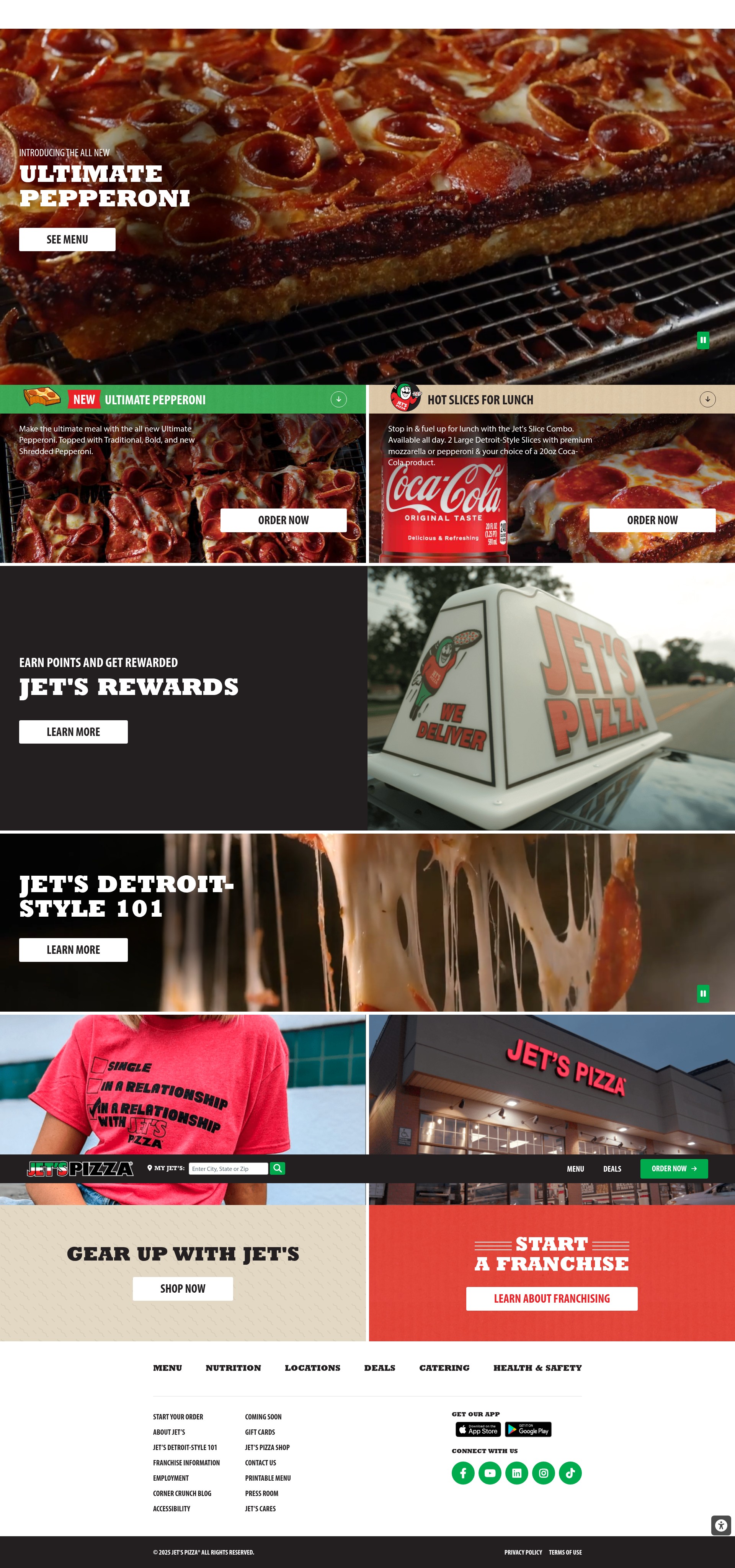Screenshot of jetspizza.com