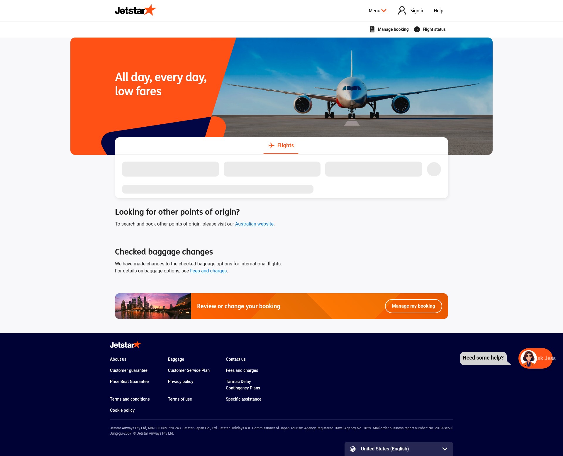 Screenshot of jetstar.com