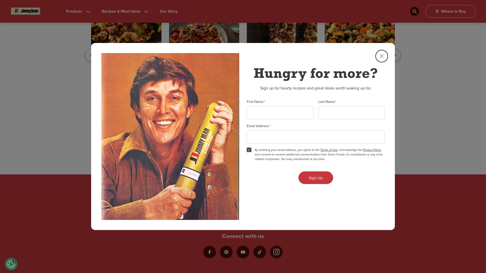 Screenshot of jimmydean.com