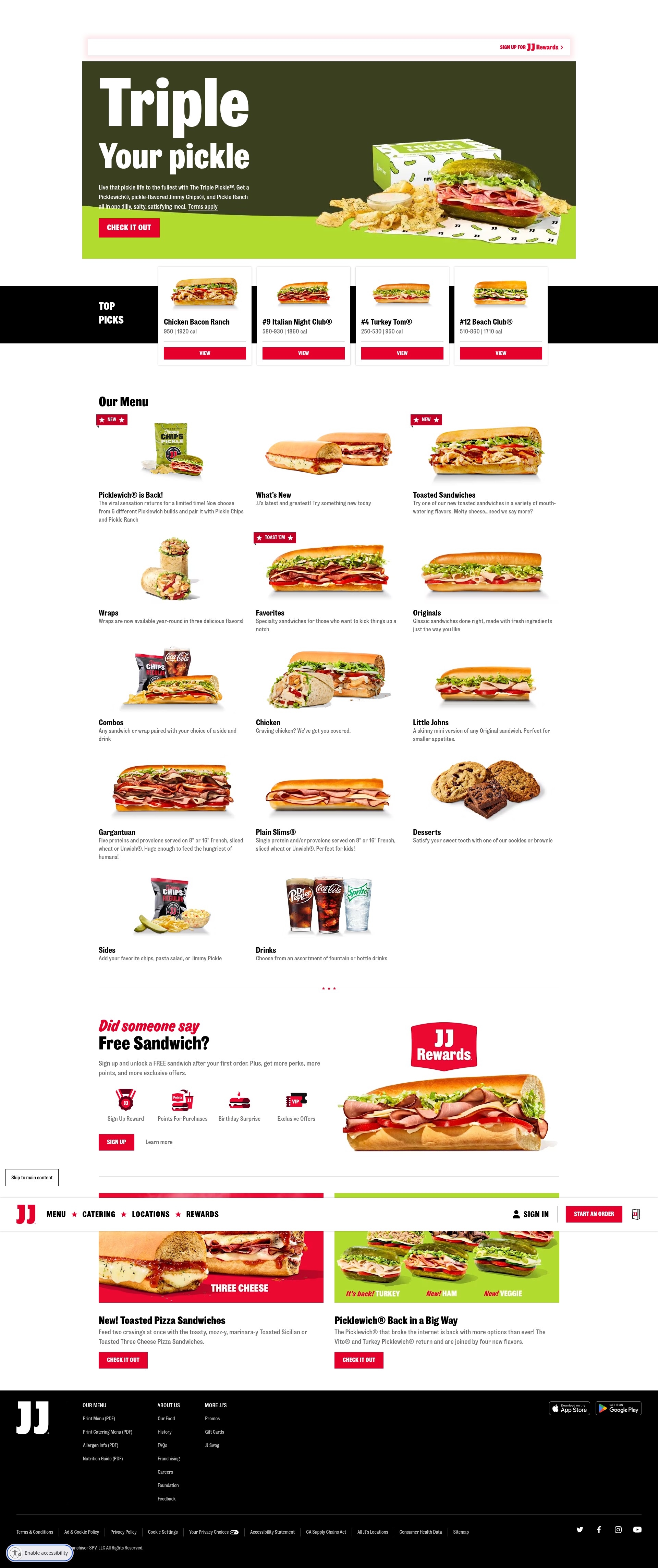 Screenshot of jimmyjohns.com