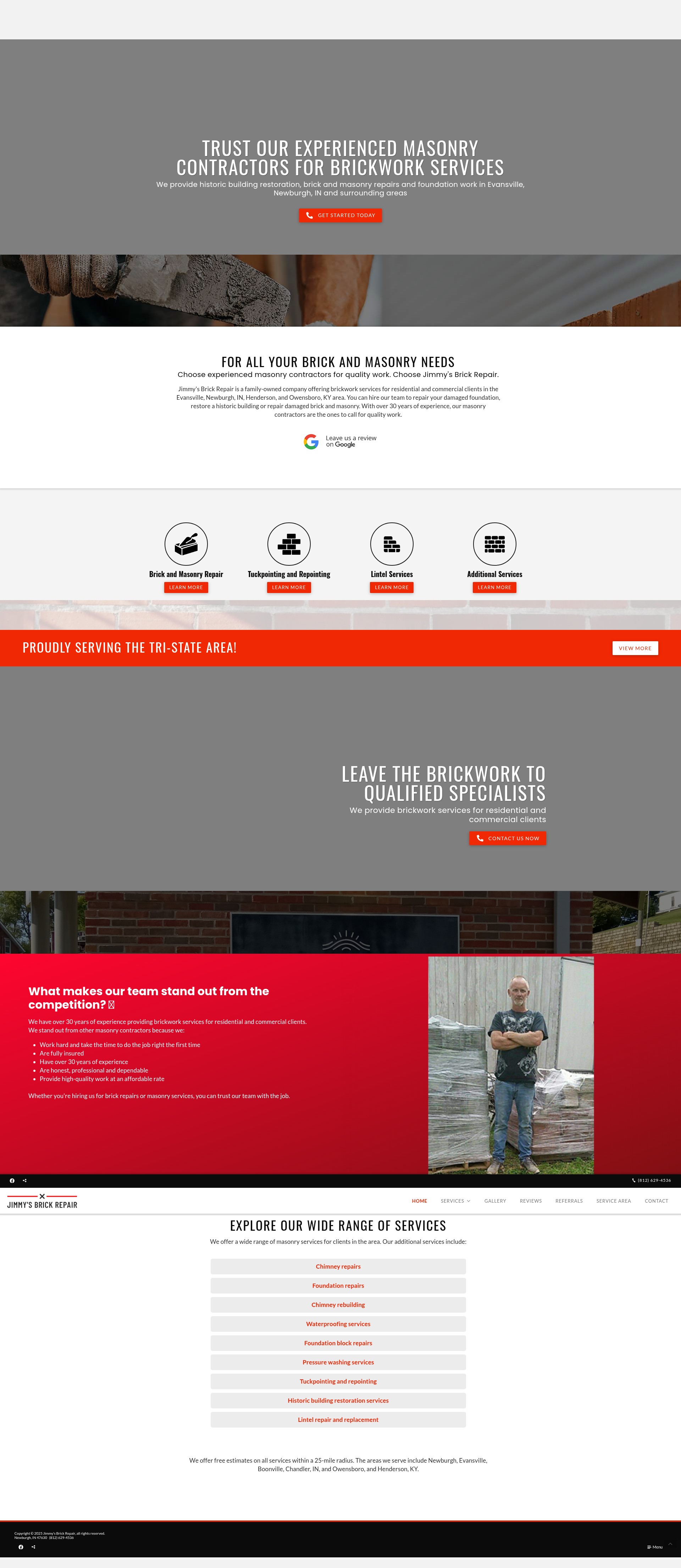 Screenshot of jimmysbrickrepair.com