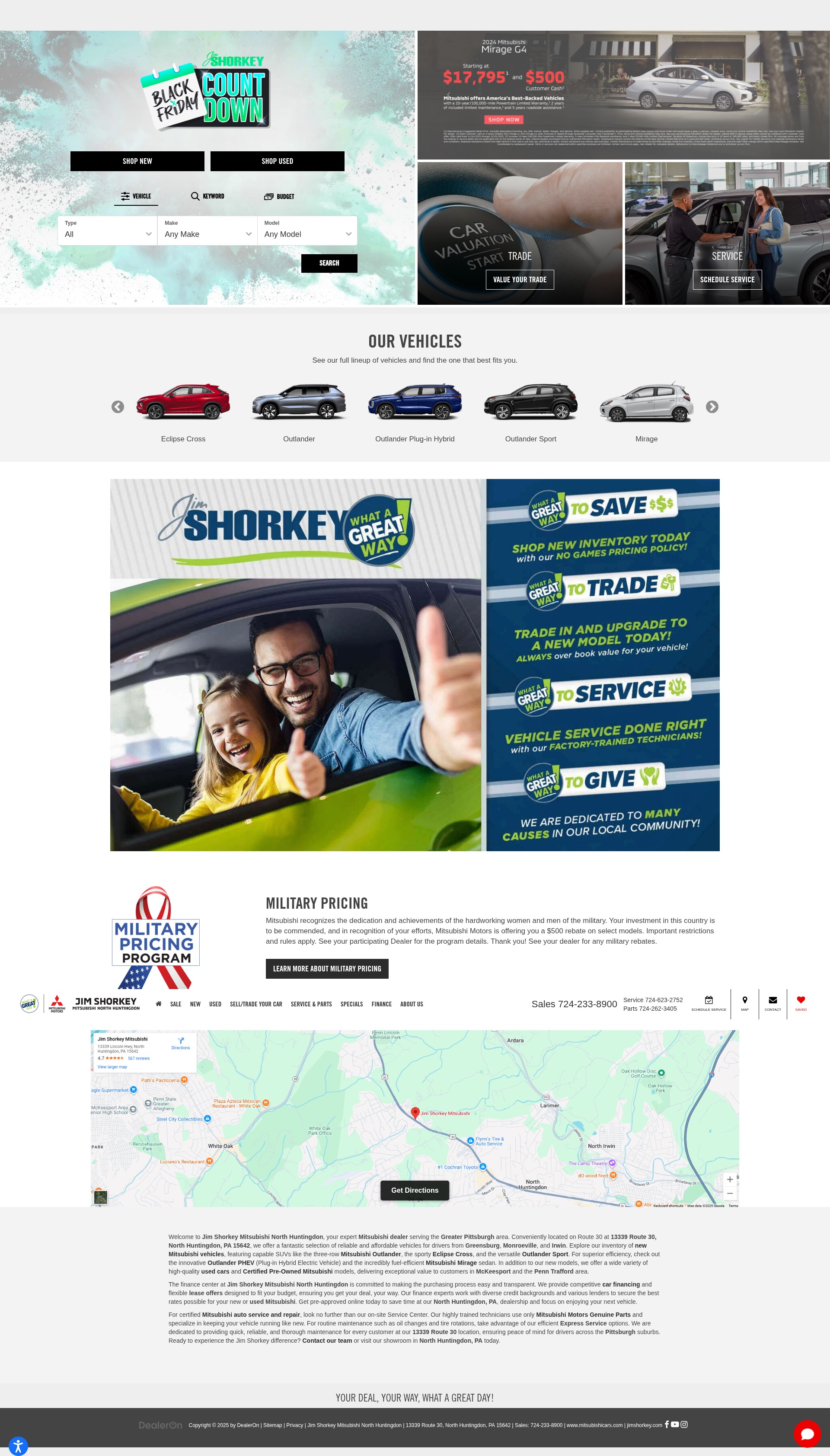 Screenshot of jimshorkeymitsubishi.com