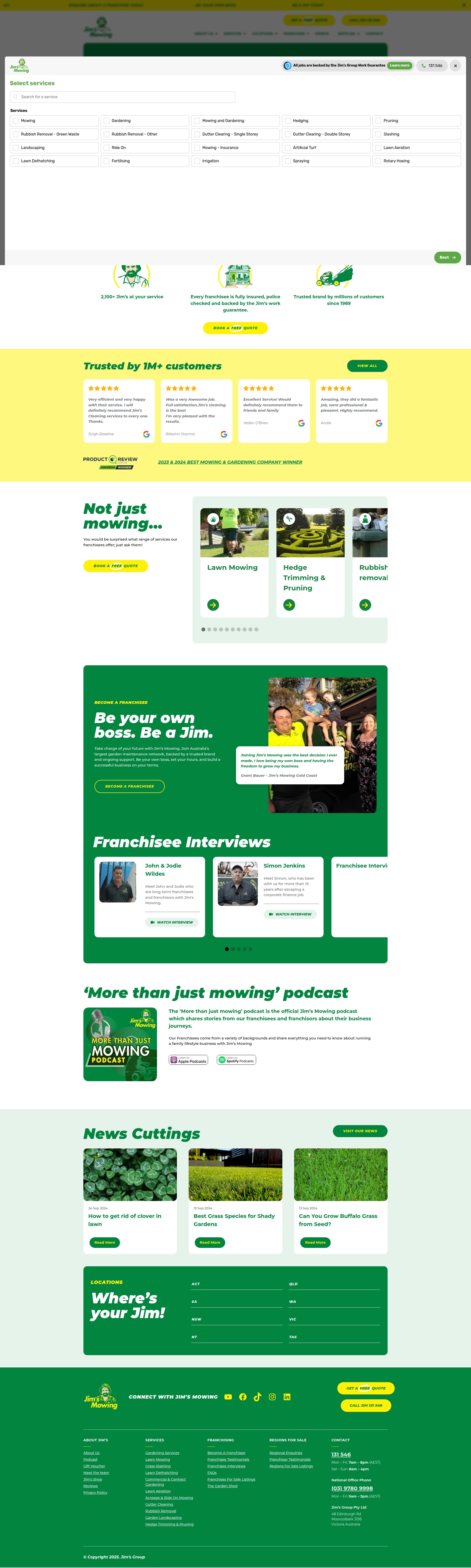 Screenshot of jimsmowing.com.au