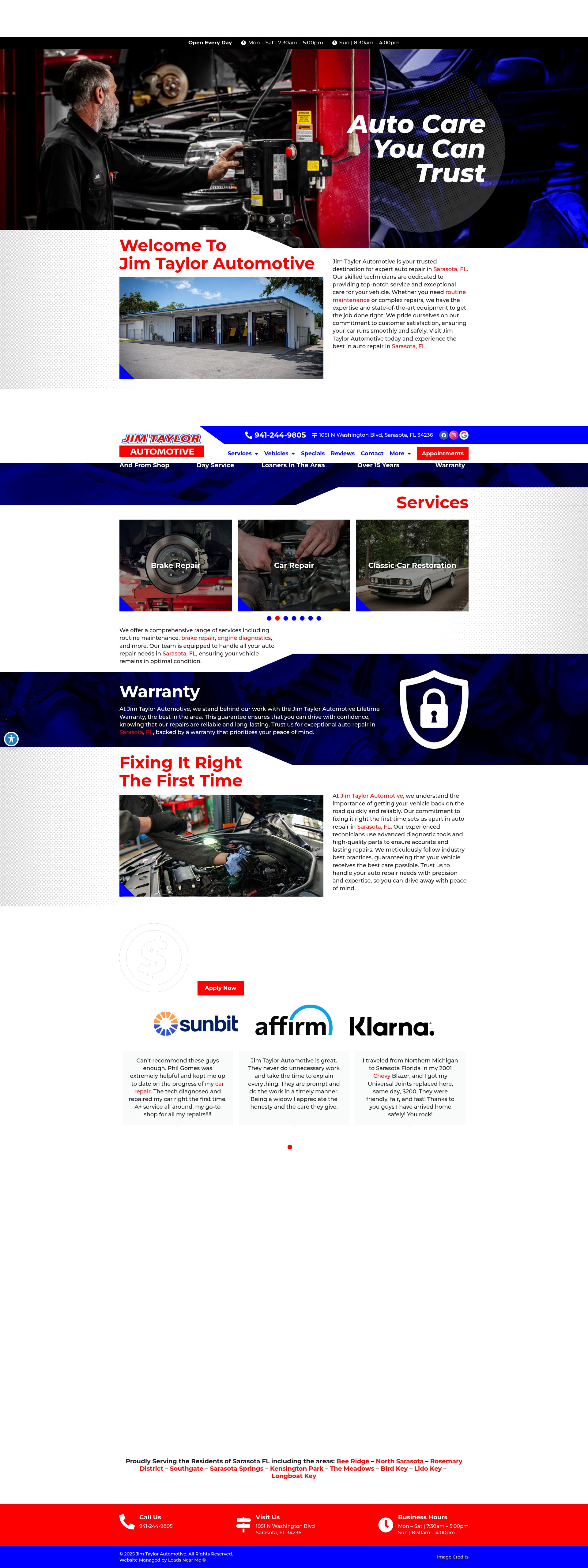Screenshot of jimtaylorautorepair.com