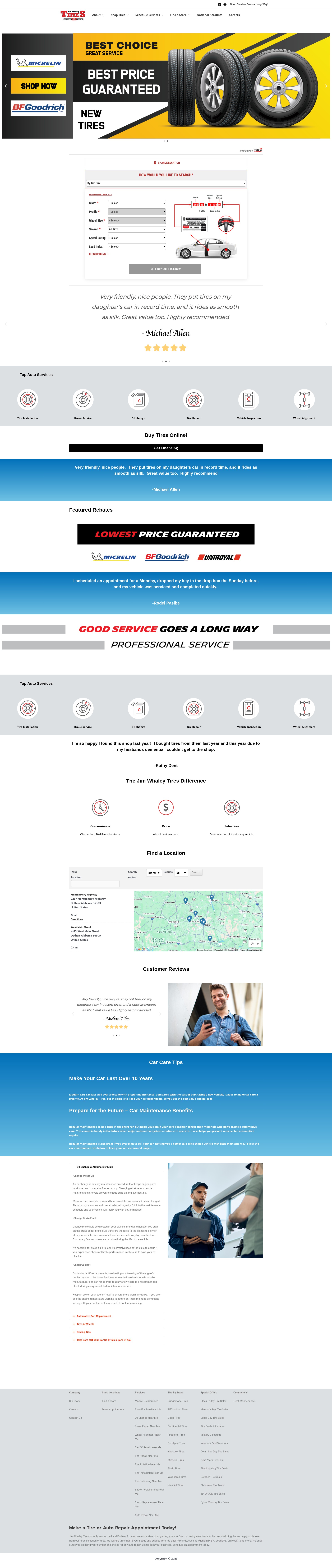 Screenshot of jimwhaleytires.com