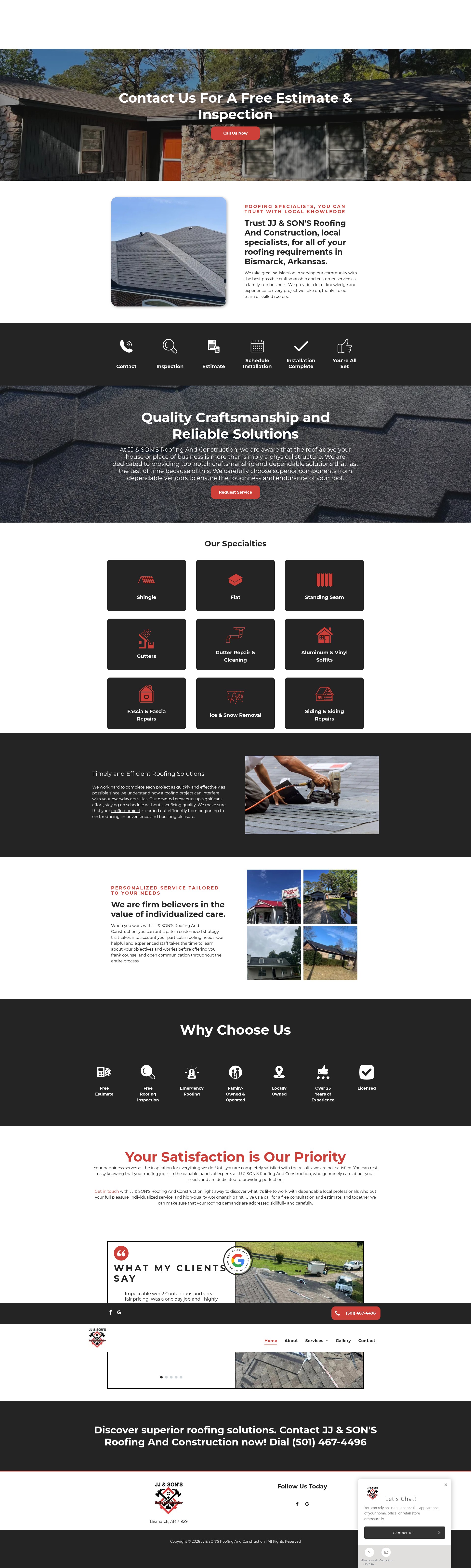 Screenshot of jjnsonsroofing.com