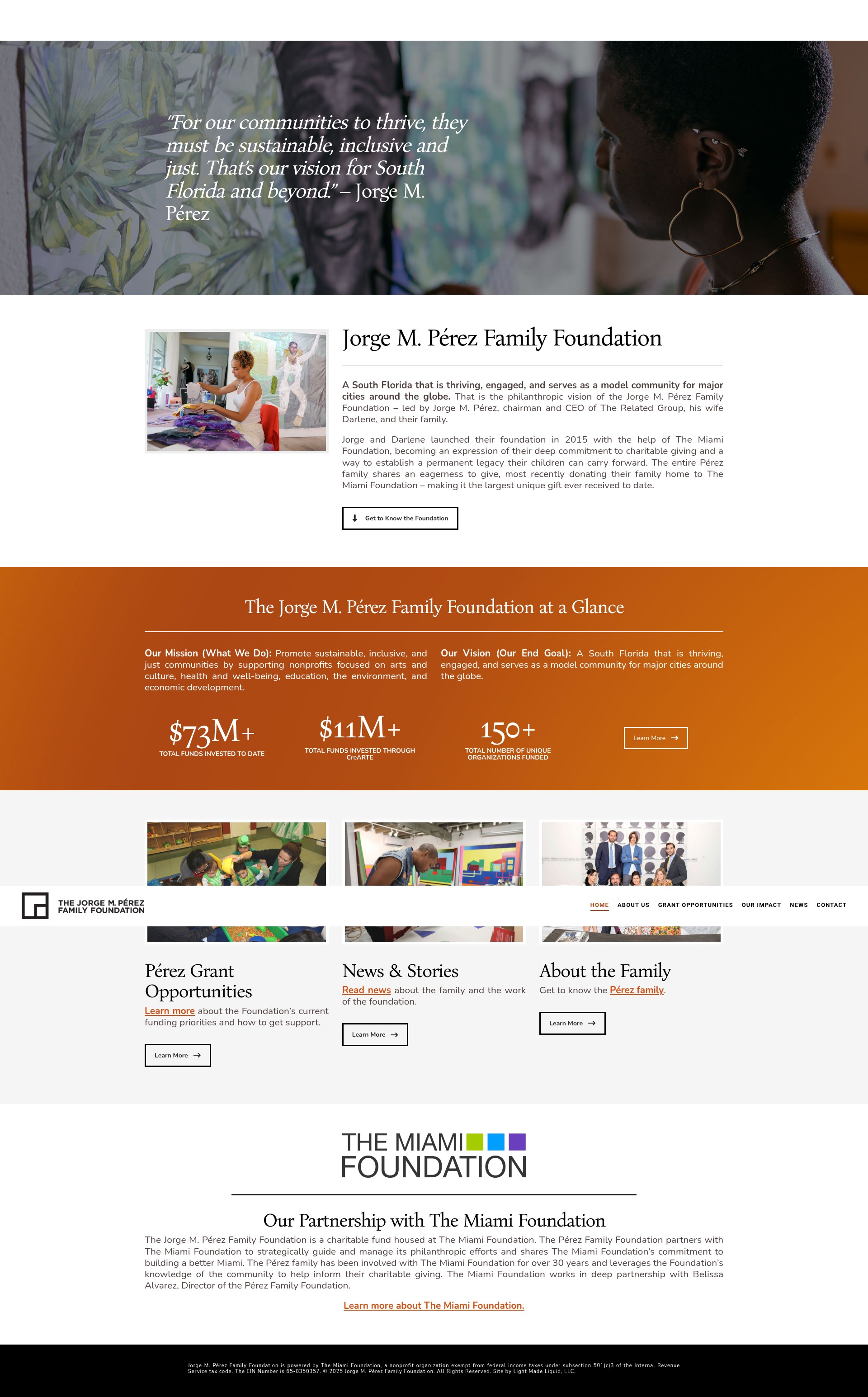 Screenshot of jmperezfamilyfoundation.org