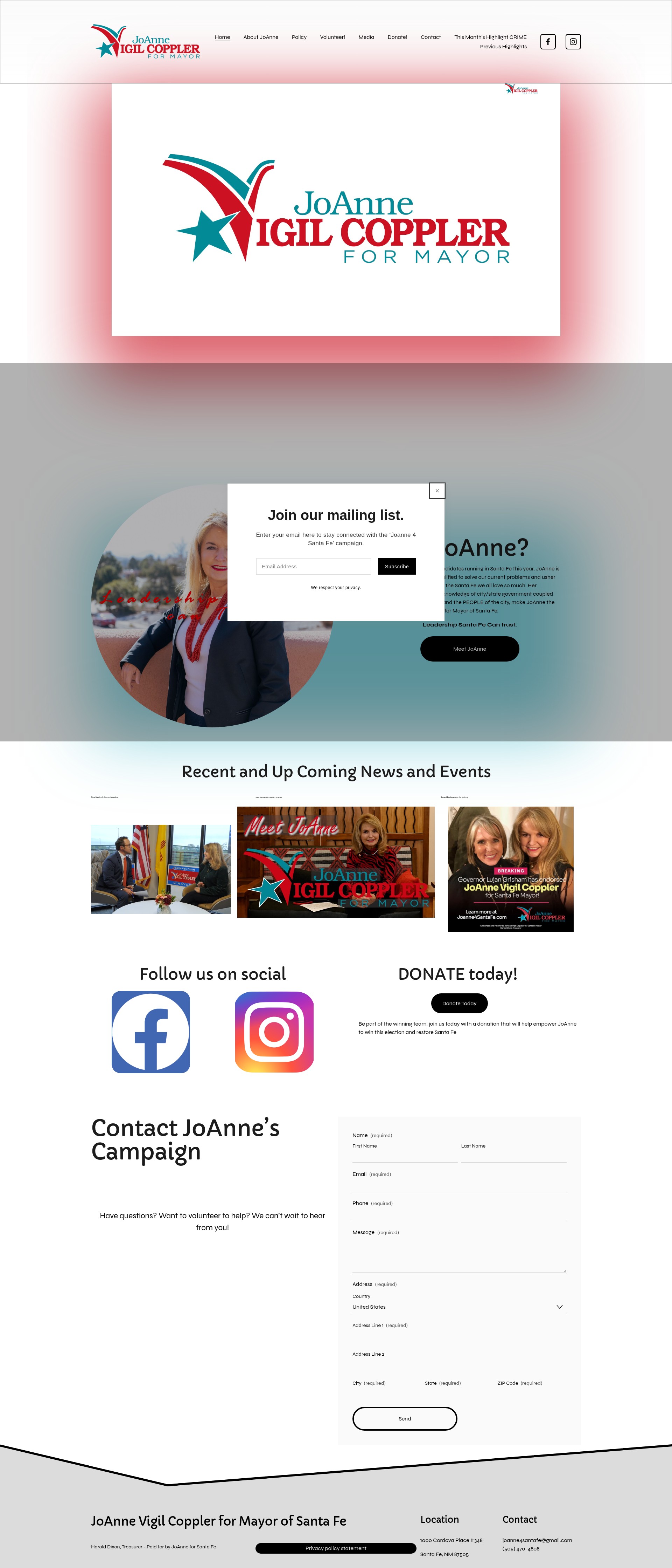 Screenshot of joanne4santafe.com