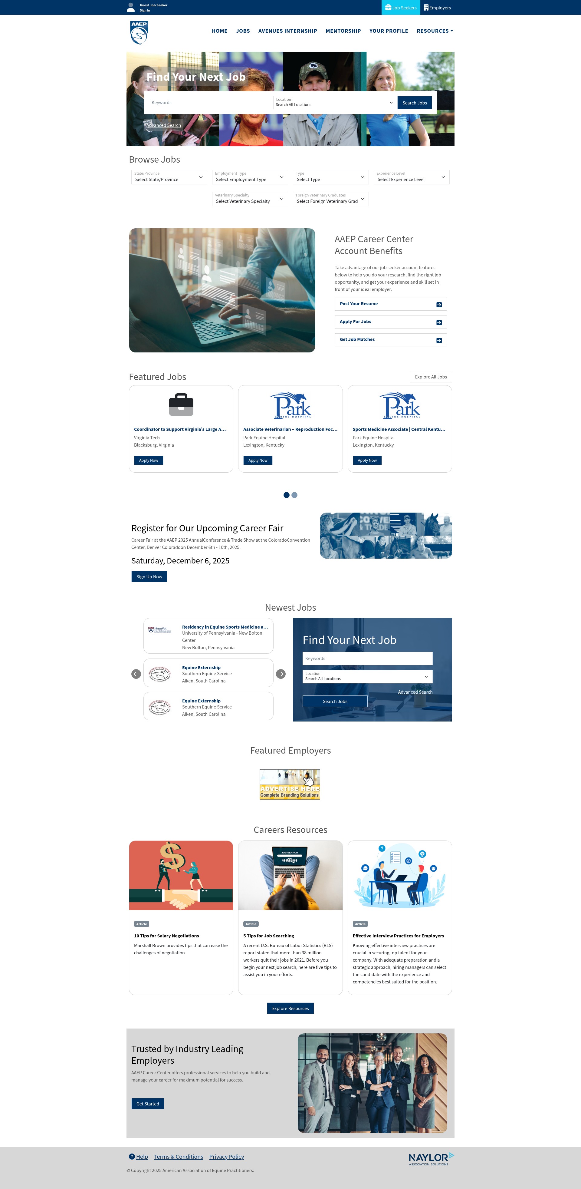 Screenshot of jobs.aaep.org