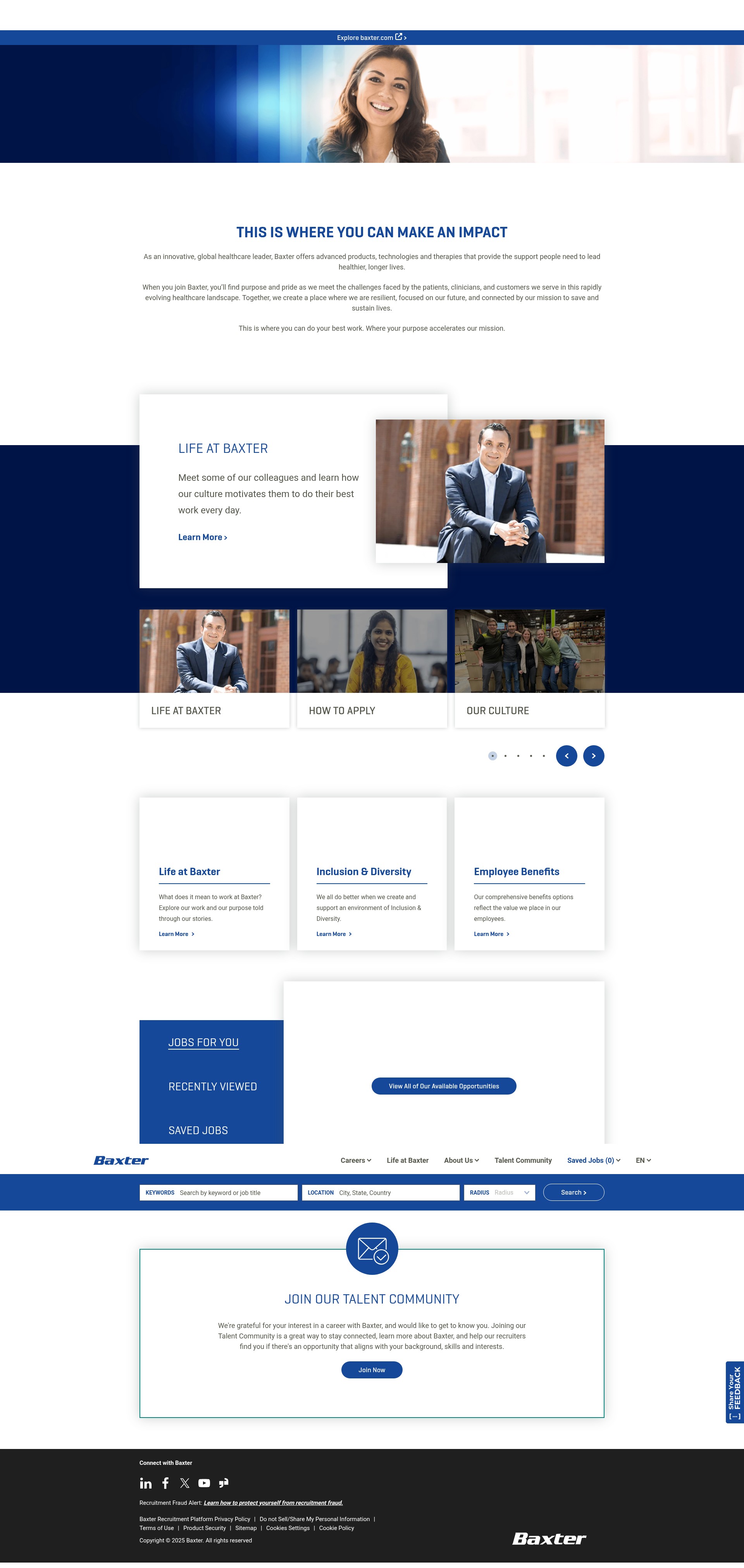 Screenshot of jobs.baxter.com