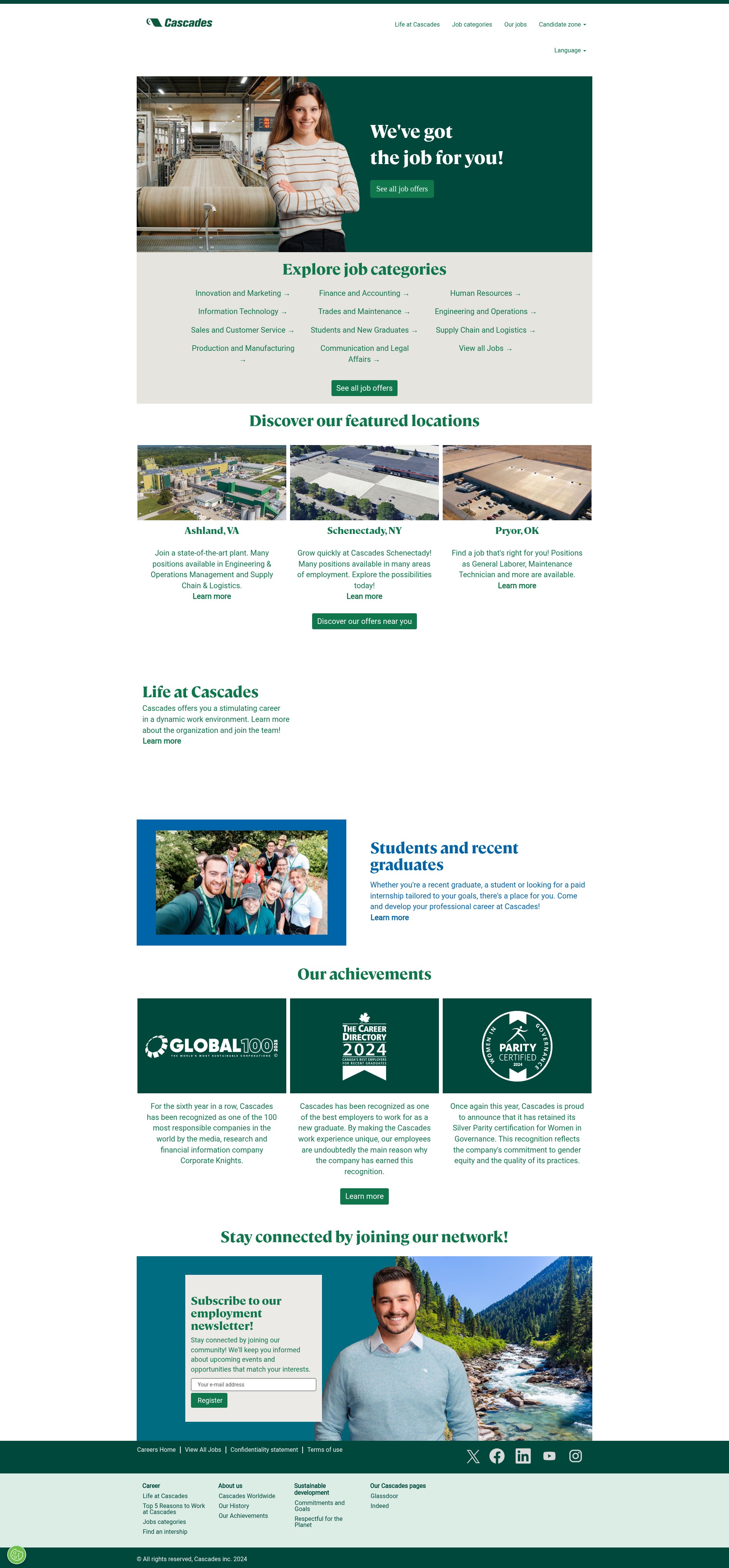 Screenshot of jobs.cascades.com