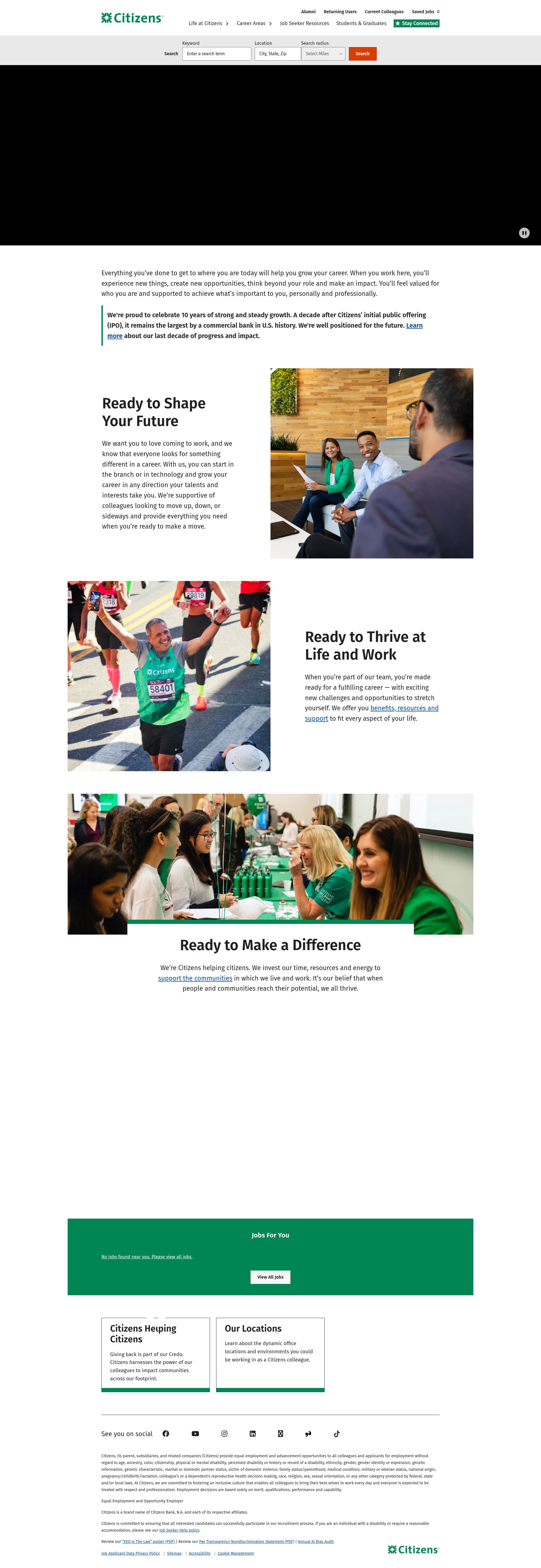 Screenshot of jobs.citizensbank.com