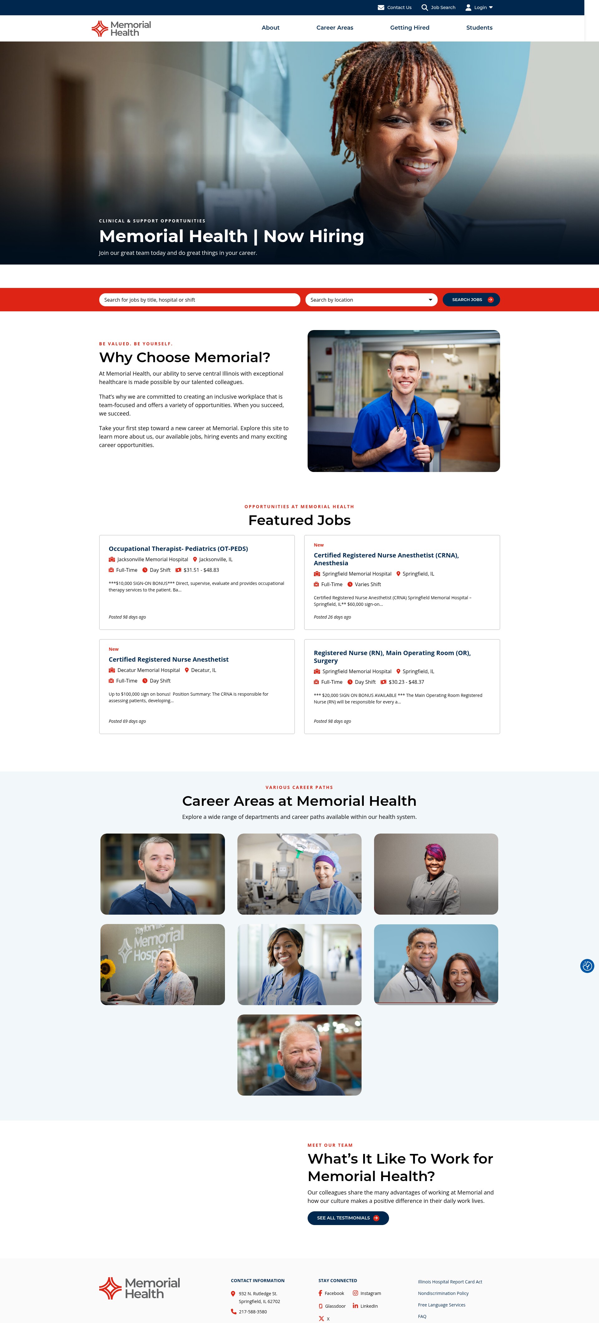 Screenshot of jobs.memorial.health