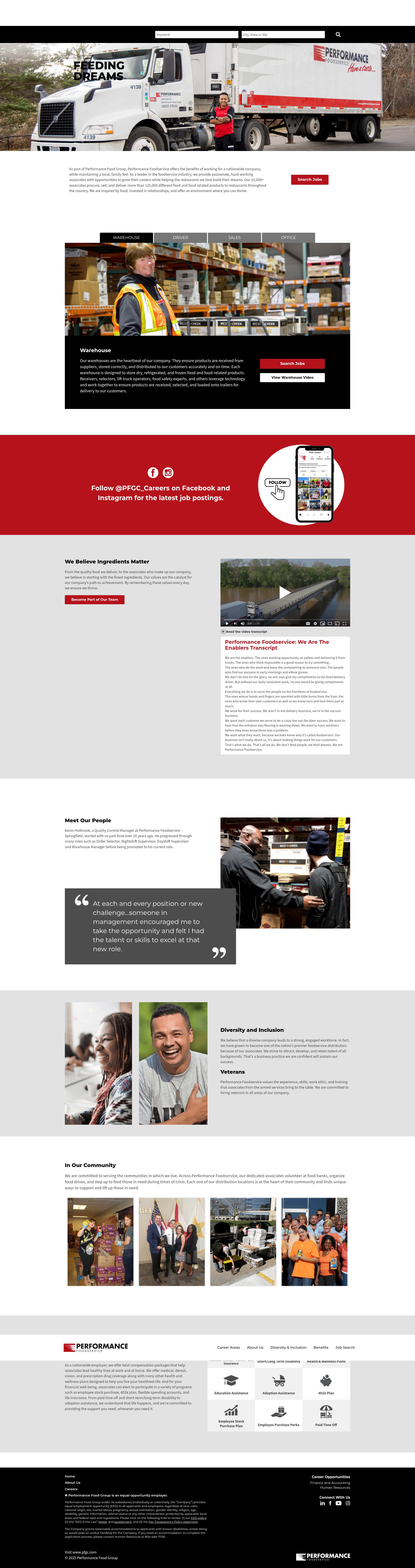 Screenshot of jobs.performancefoodservice.com