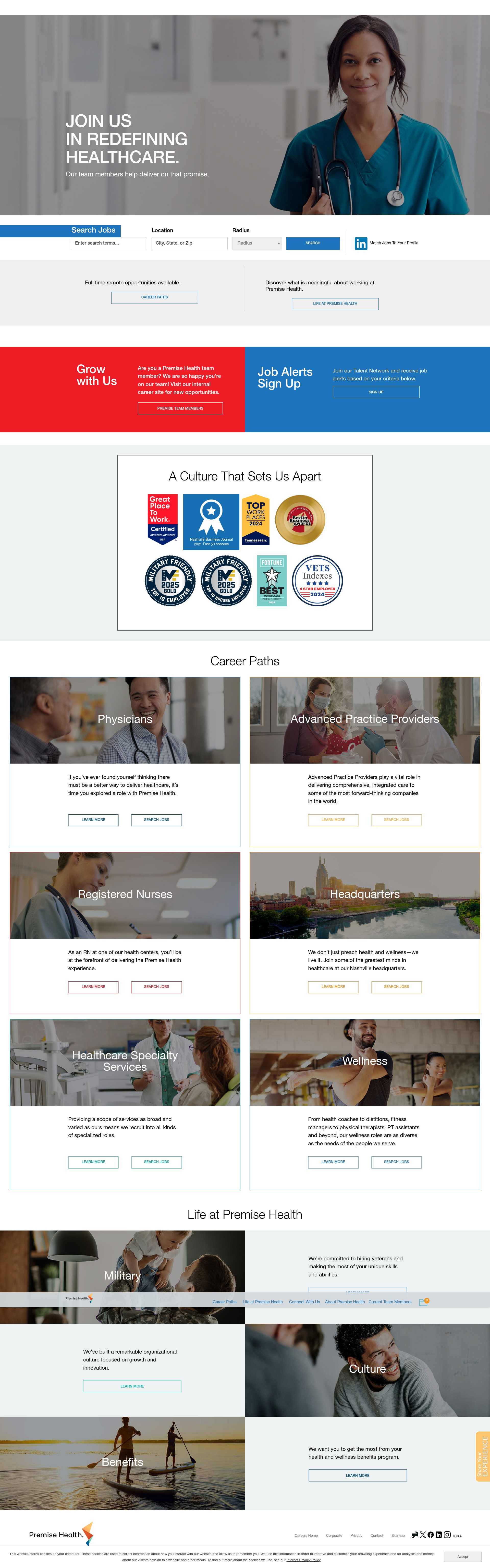 Screenshot of jobs.premisehealth.com