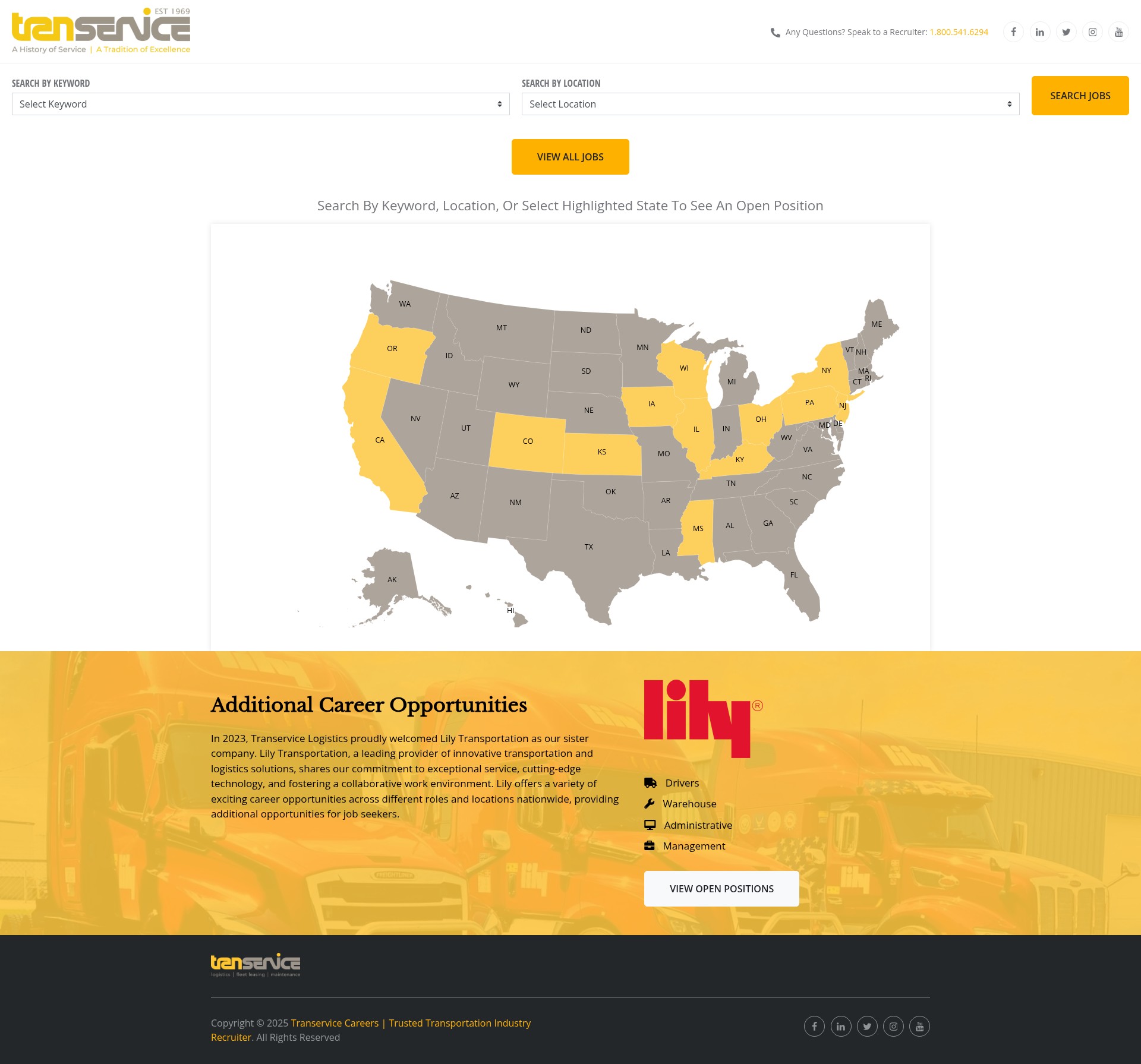 Screenshot of jobs.transervicecareers.com