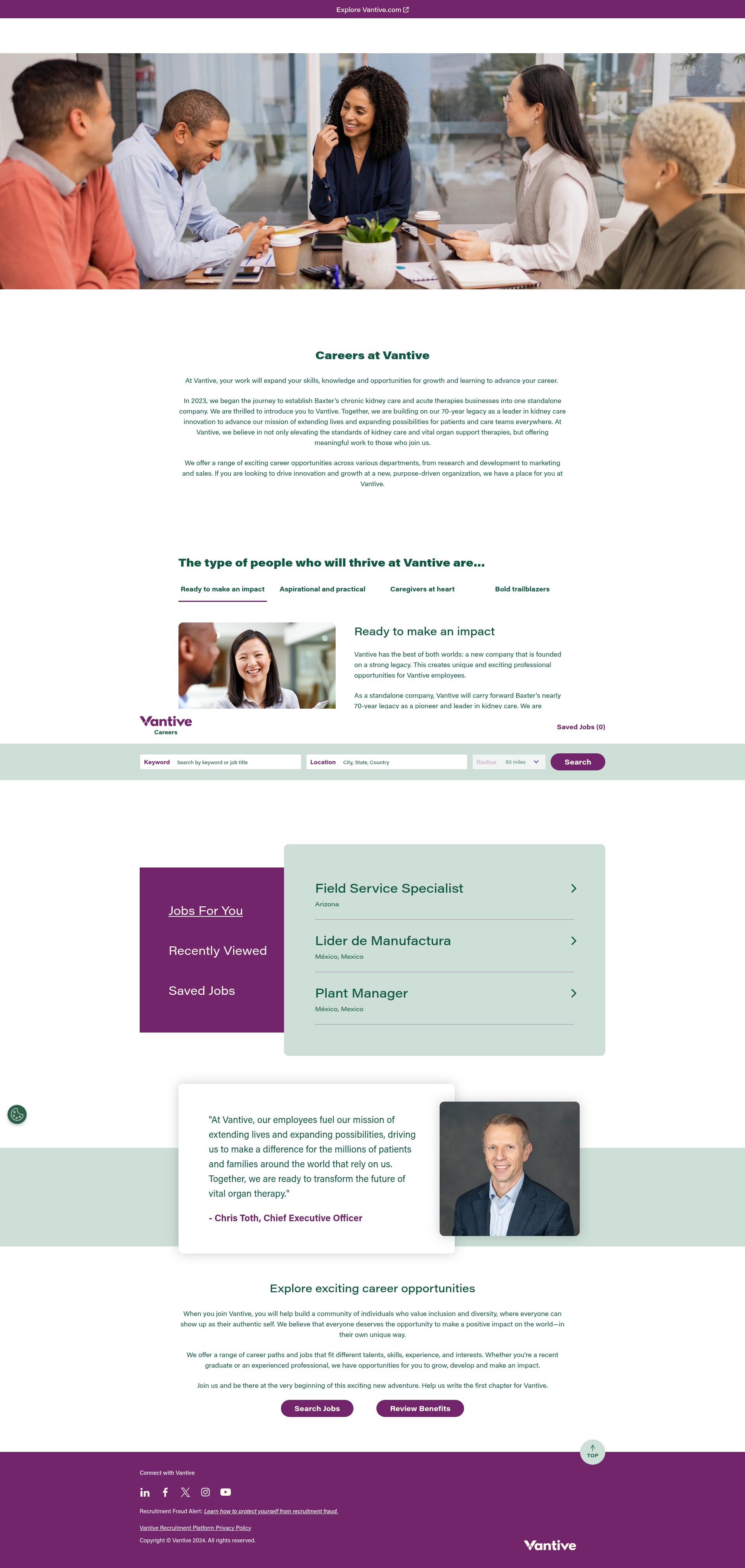 Screenshot of jobs.vantive.com