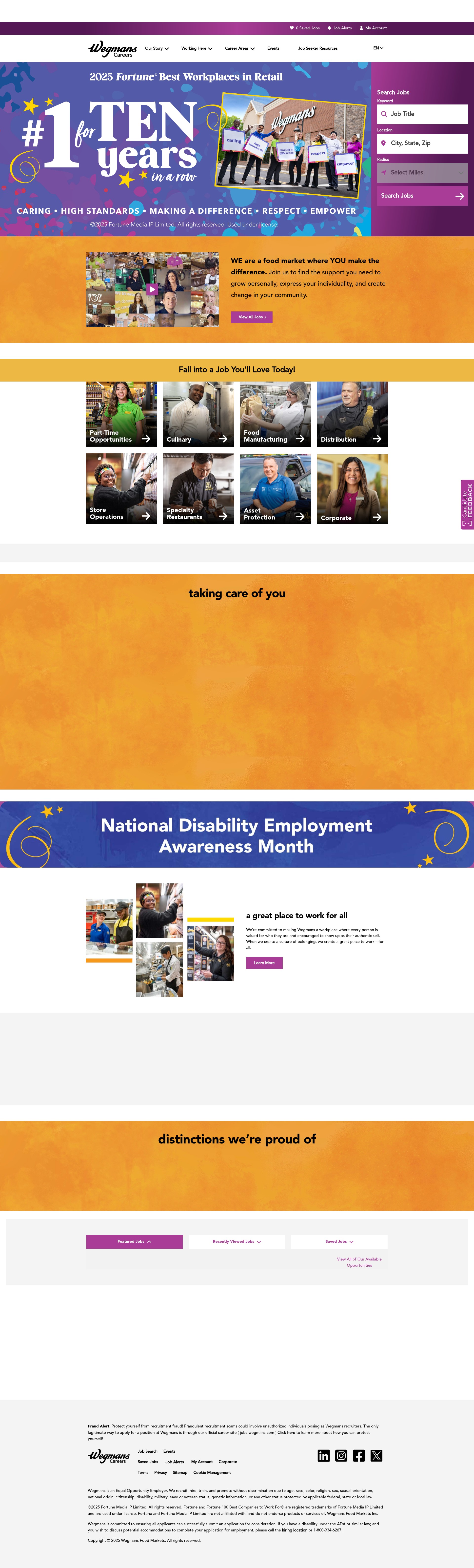 Screenshot of jobs.wegmans.com